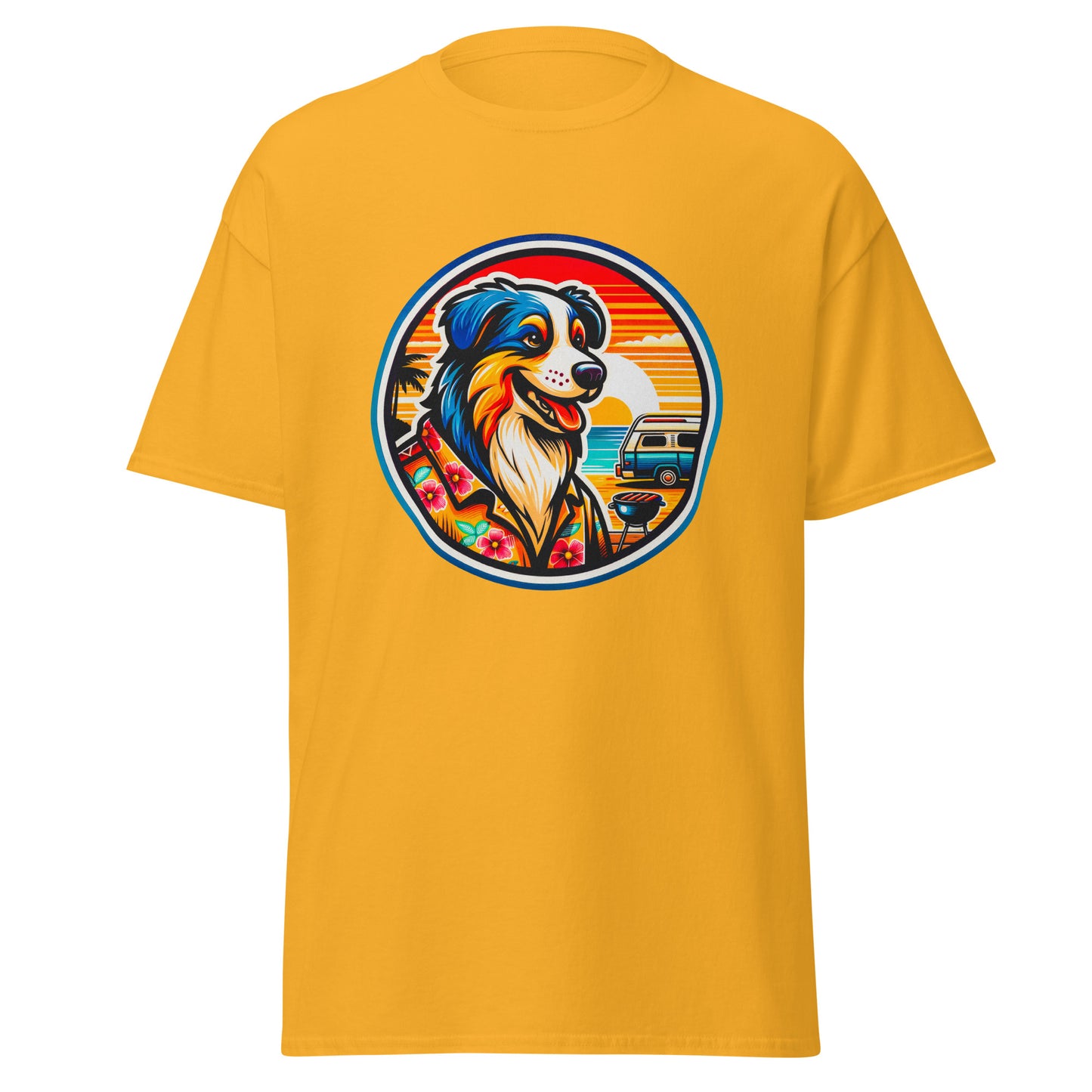 "Dogs On Vacation"-Kollektion - Australian Shepherd #5 (Tricolor) - Klassisches Unisex-T-Shirt - 13 verschiedene Farben
