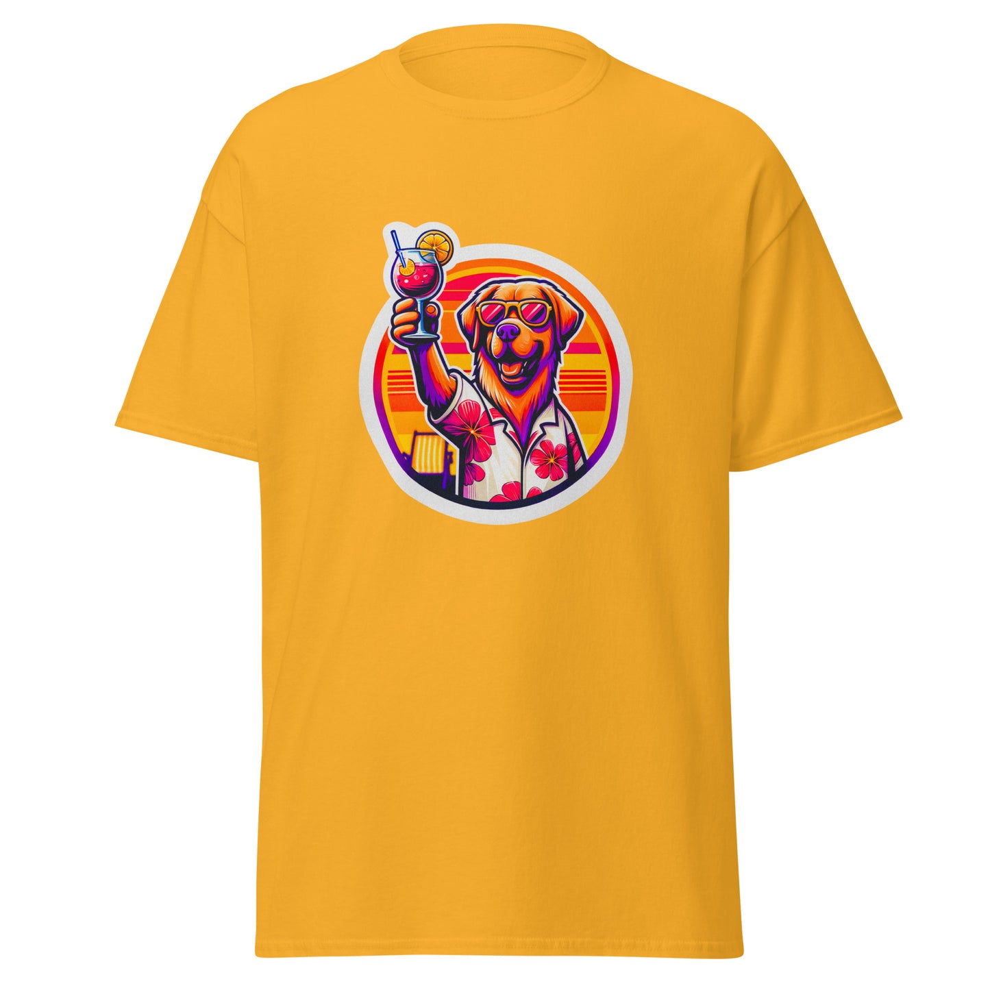 "Dogs On Vacation"-Kollektion - Golden Retriever #1 - Klassisches Unisex-T-Shirt - 13 verschiedene Farben