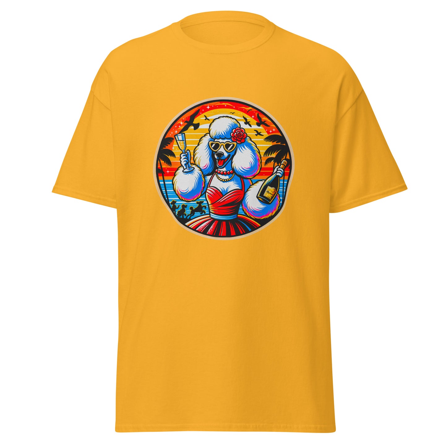 "Dogs On Vacation"-Kollektion - Weißer Großpudel (female) - Klassisches Unisex-T-Shirt - 13 verschiedene Farben