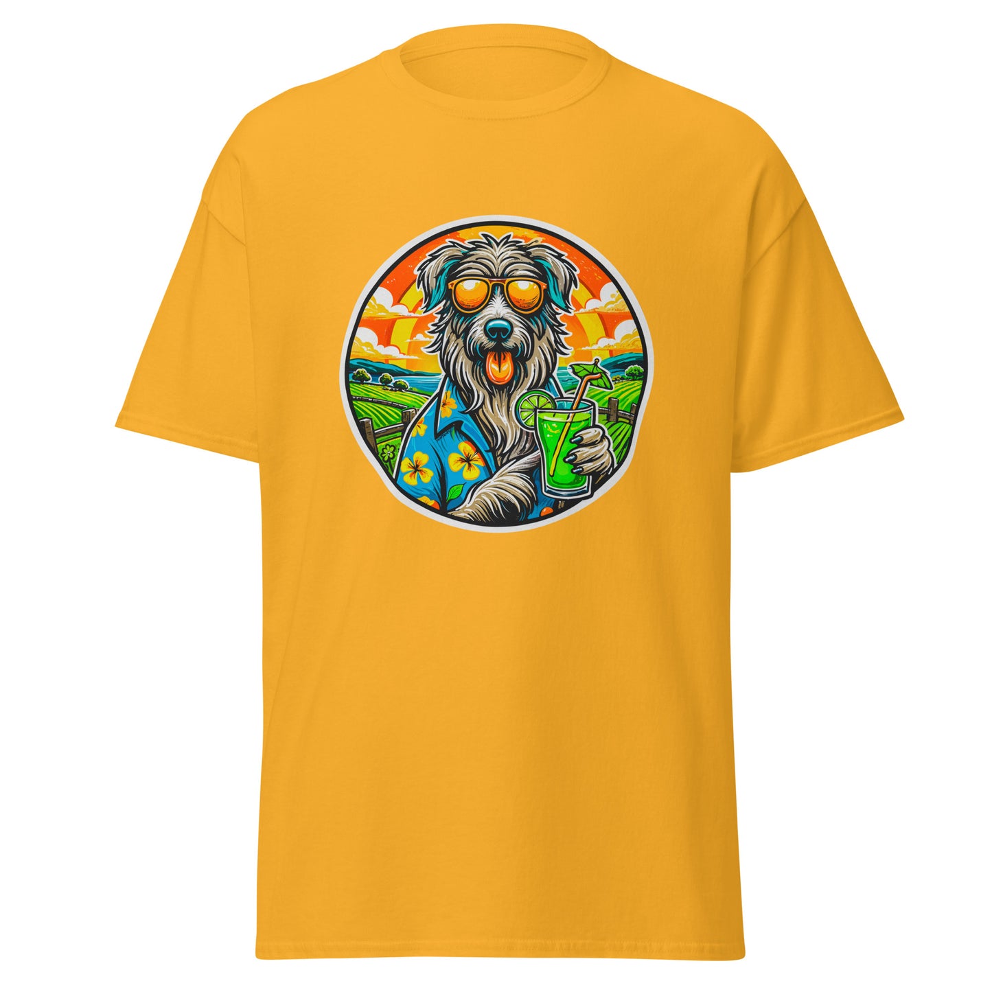 "Dogs On Vacation"-Kollektion - Irish Wolfhound - Klassisches Unisex-T-Shirt - 13 verschiedene Farben