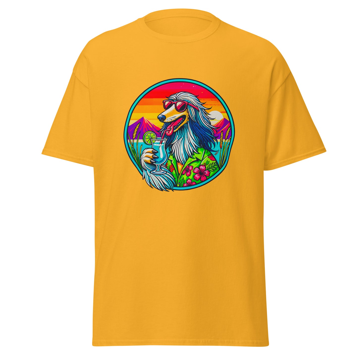 "Dogs On Vacation"-Kollektion - Afghane - Klassisches Unisex-T-Shirt - 13 verschiedene Farben