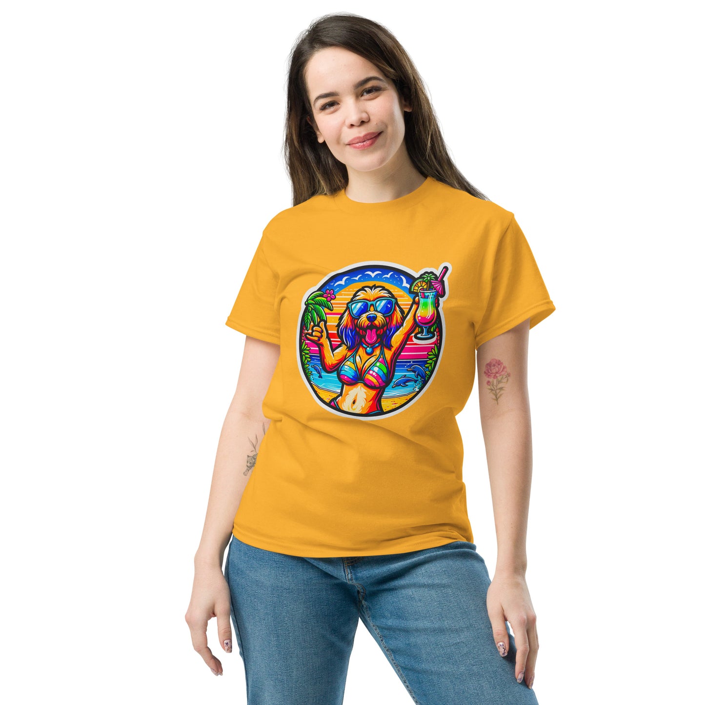 "Dogs On Vacation"-Kollektion - Blonde Haveneser (female) - Klassisches Unisex-T-Shirt - 13 verschiedene Farben