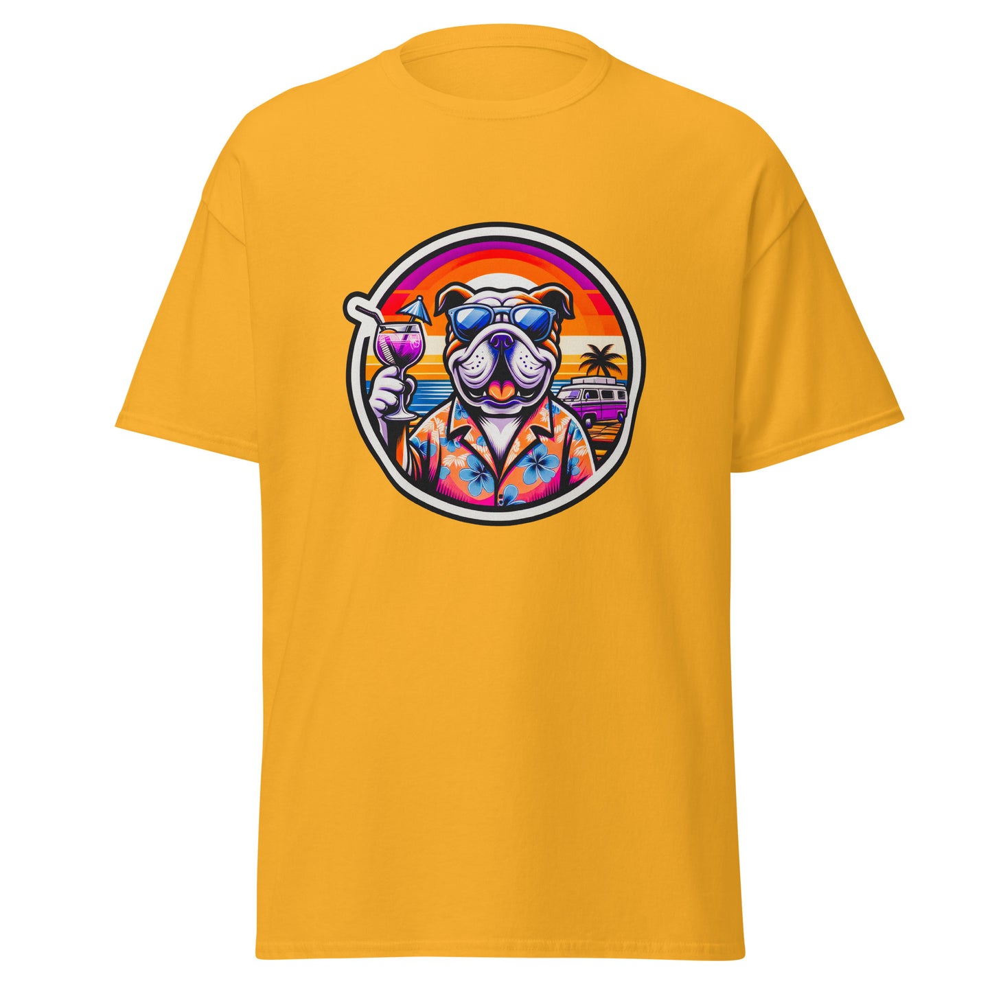 "Dogs On Vacation"-Kollektion - Lightbrown Bulldog - Klassisches Unisex-T-Shirt - 13 verschiedene Farben
