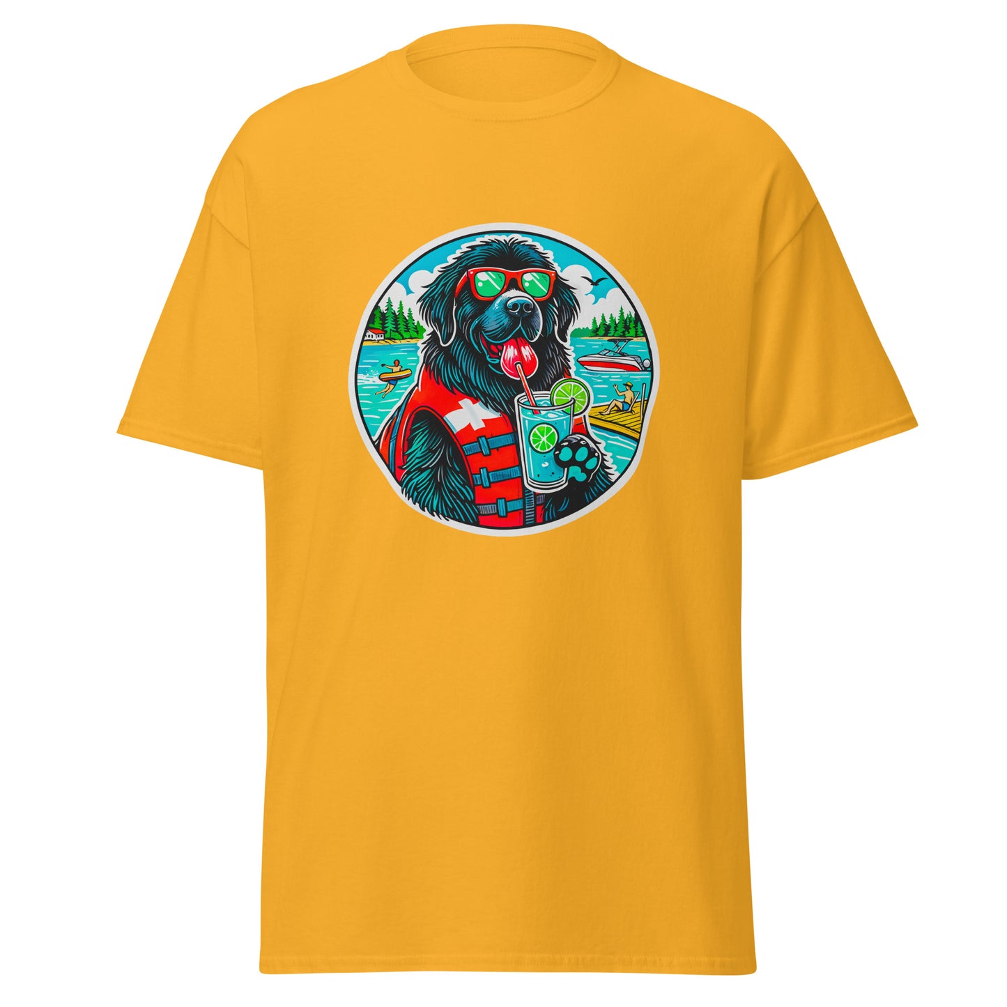 "Dogs On Vacation"-Kollektion - Neufundländer - Klassisches Unisex-T-Shirt - 13 verschiedene Farben