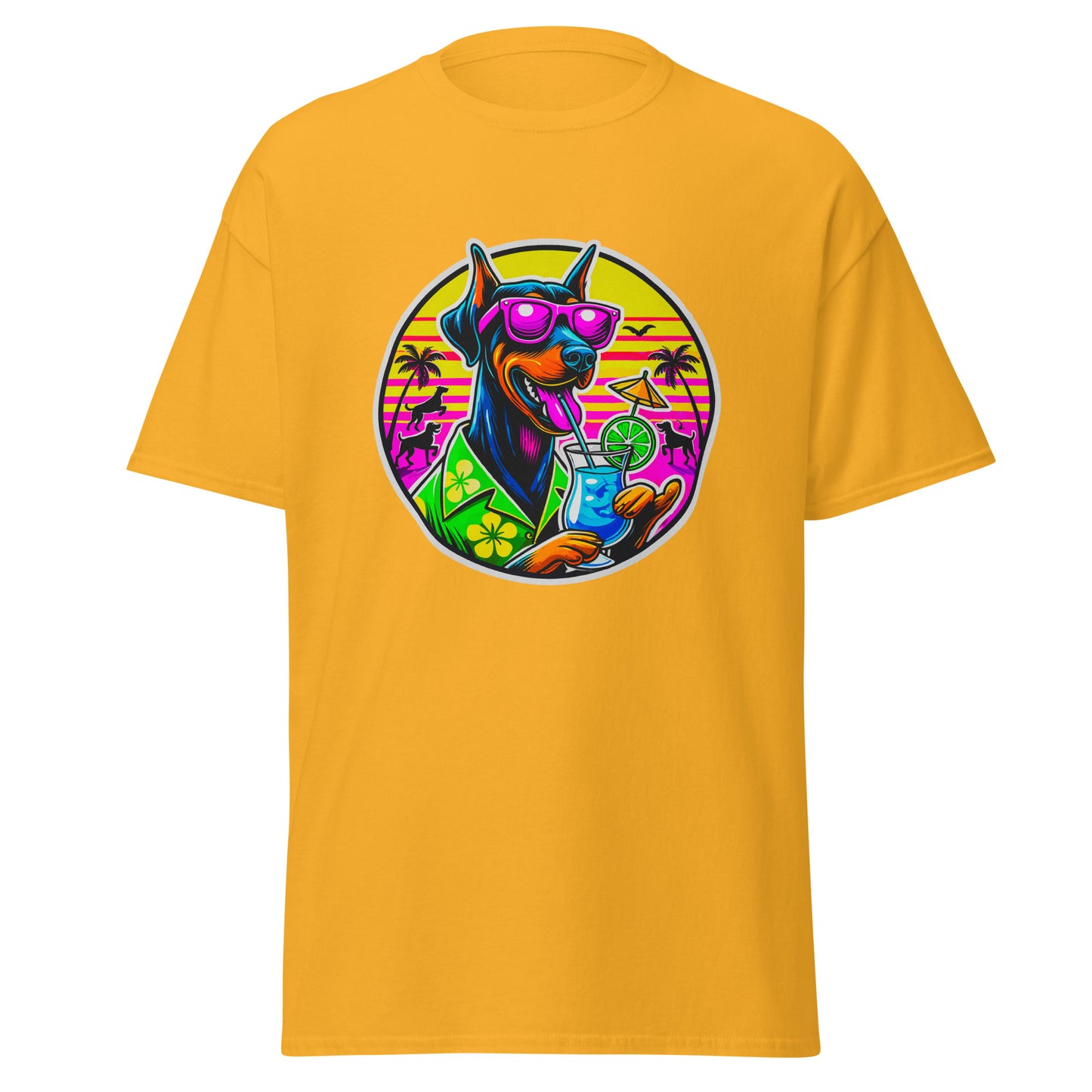 "Dogs On Vacation"-Kollektion - Dobermann - Klassisches Unisex-T-Shirt - 13 verschiedene Farben