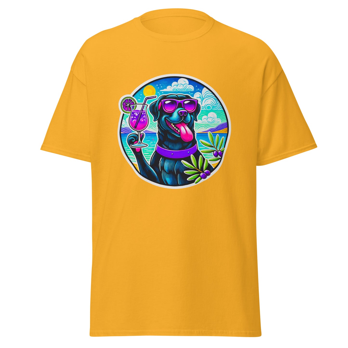 "Dogs On Vacation"-Kollektion - Black Labbi #3 - Klassisches Unisex-T-Shirt - 13 verschiedene Farben