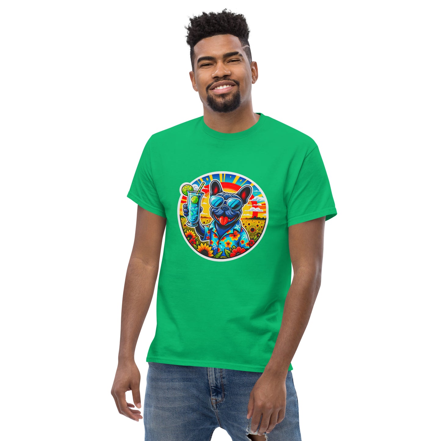 "Dogs On Vacation"-Kollektion - French Bulldog - Klassisches Unisex-T-Shirt - 13 verschiedene Farben