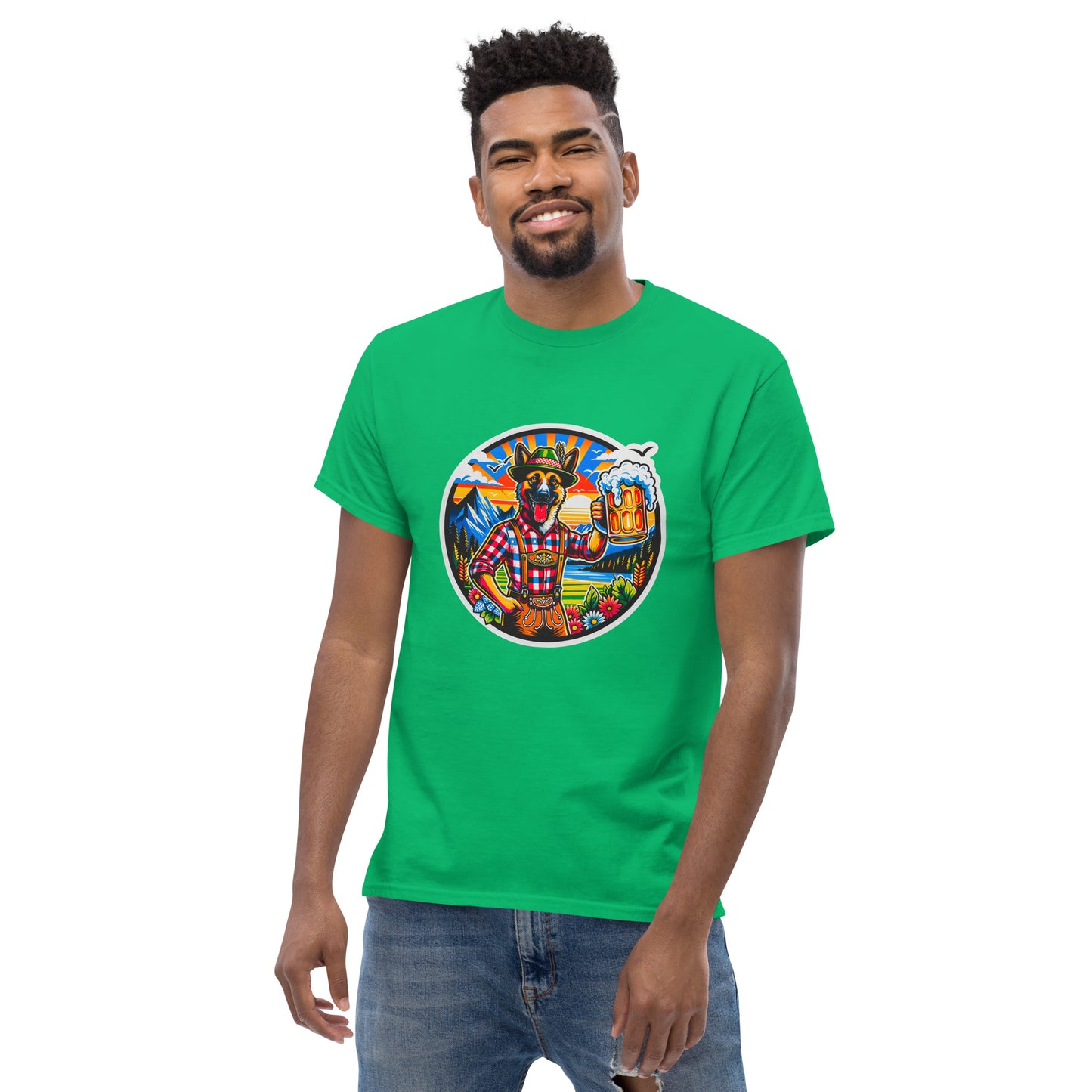 "Dogs On Vacation"-Kollektion - Schäferhund #1 (in Bavaria) - Klassisches Unisex-T-Shirt - 13 verschiedene Farben