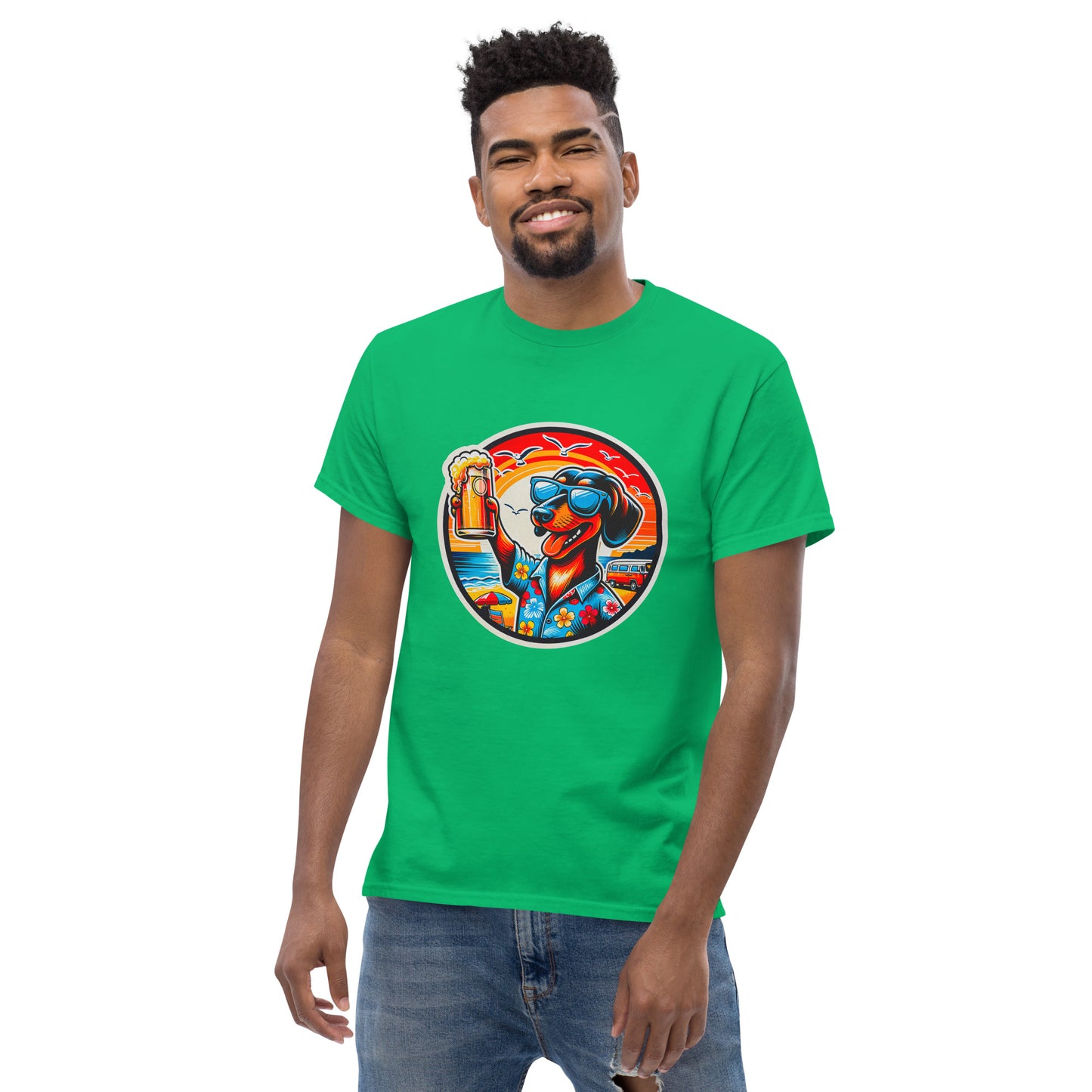 "Dogs On Vacation"-Kollektion - Shorthaired Dachshund - Klassisches Unisex-T-Shirt - 13 verschiedene Farben