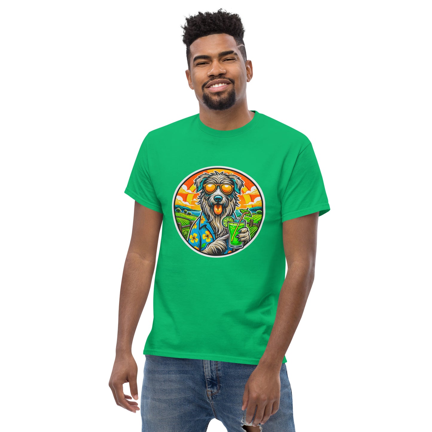"Dogs On Vacation"-Kollektion - Irish Wolfhound - Klassisches Unisex-T-Shirt - 13 verschiedene Farben