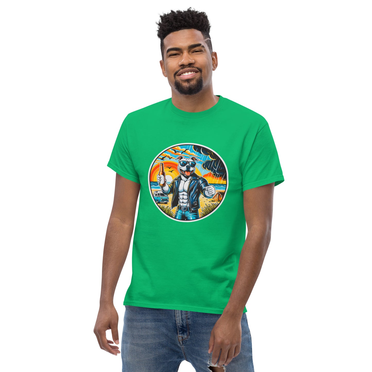 "Dogs On Vacation"-Kollektion - Staffordshire-Terrier #3 - Klassisches Unisex-T-Shirt - 13 verschiedene Farben