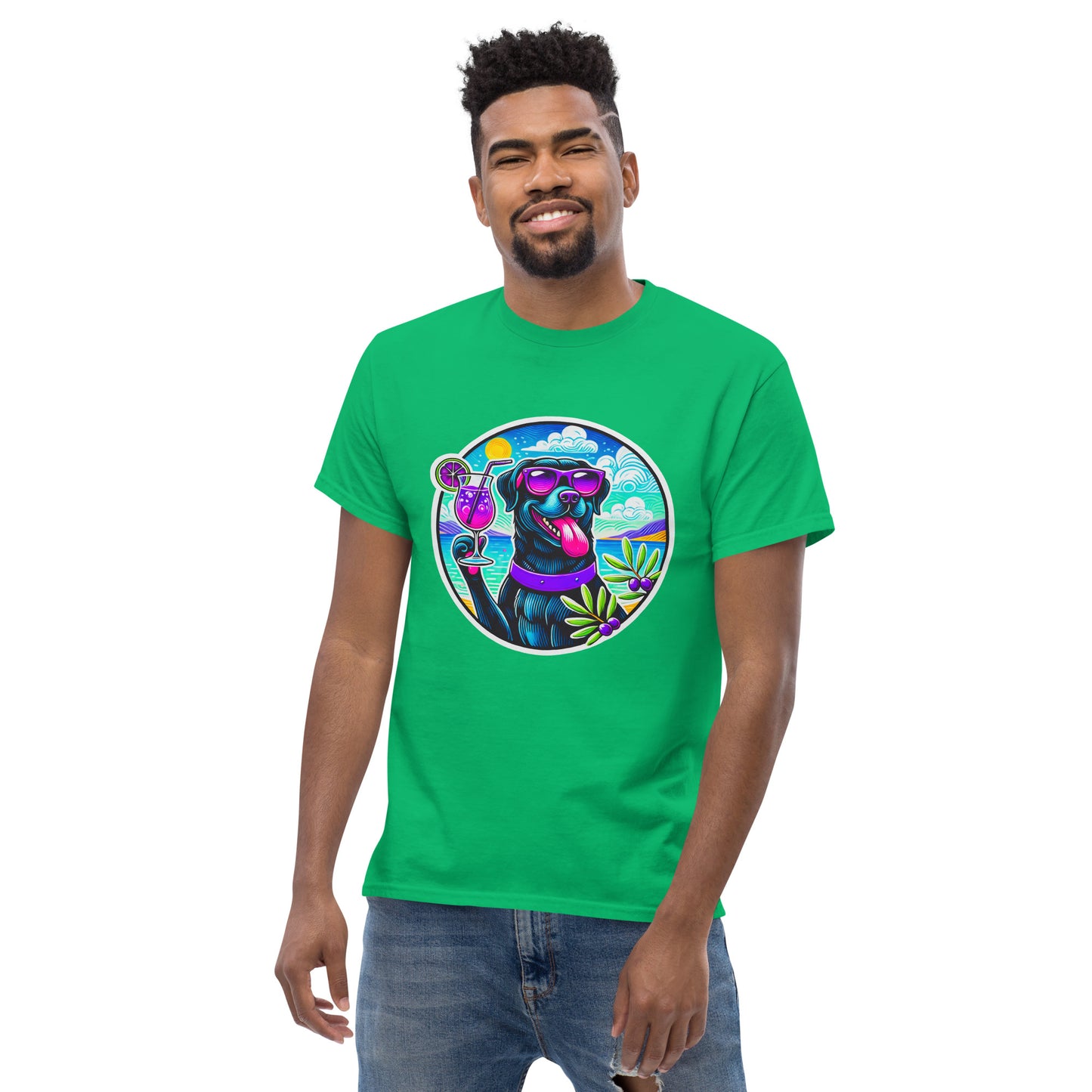 "Dogs On Vacation"-Kollektion - Black Labbi #3 - Klassisches Unisex-T-Shirt - 13 verschiedene Farben
