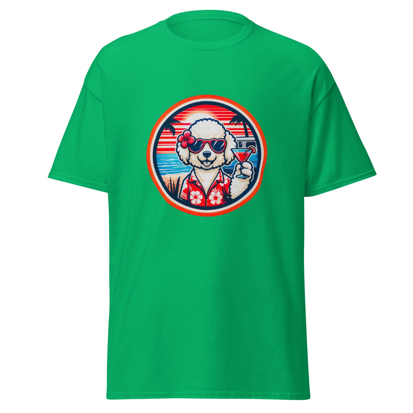 "Dogs On Vacation"-Kollektion - White Poodle - Klassisches Unisex-T-Shirt - 13 verschiedene Farben