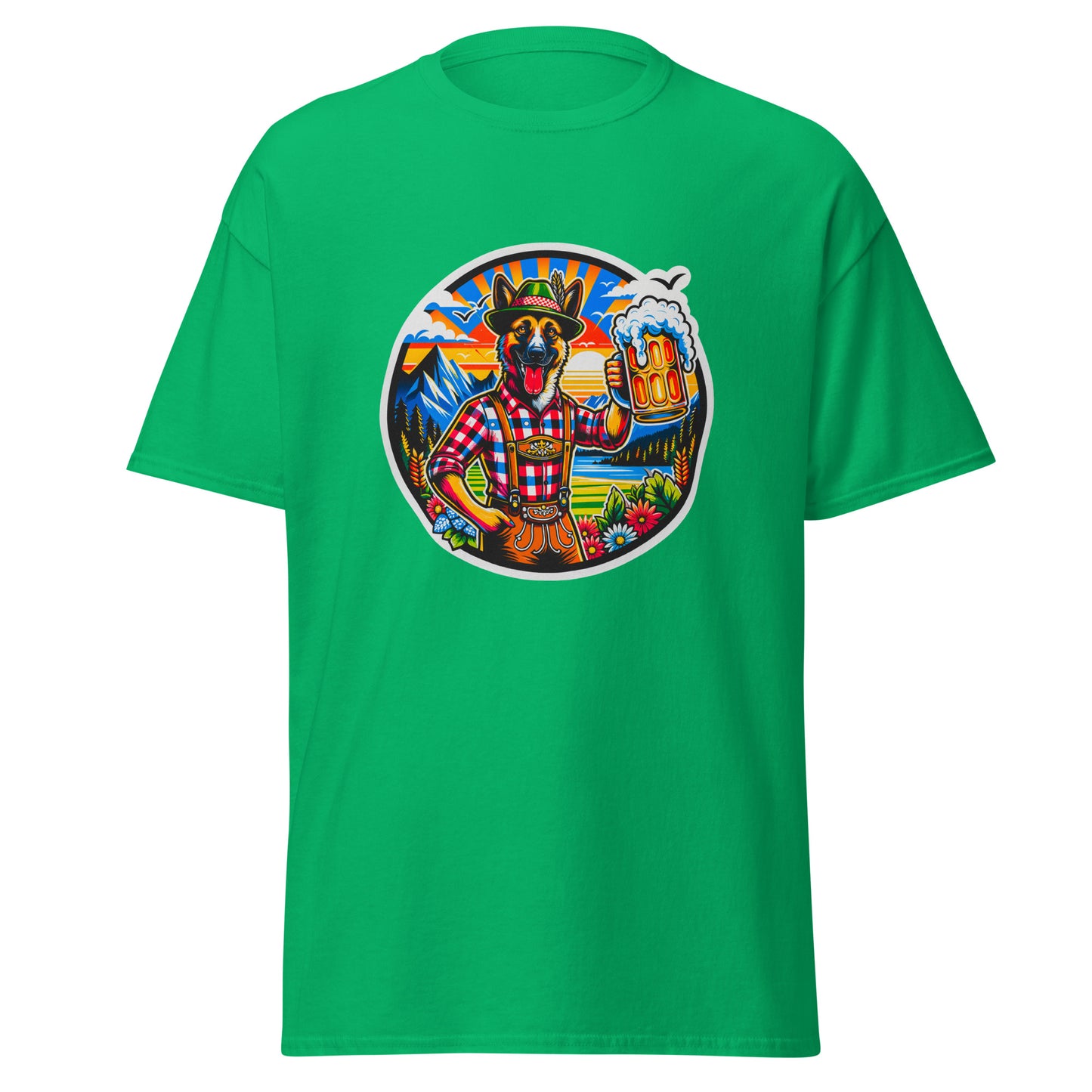 "Dogs On Vacation"-Kollektion - Schäferhund #1 (in Bavaria) - Klassisches Unisex-T-Shirt - 13 verschiedene Farben