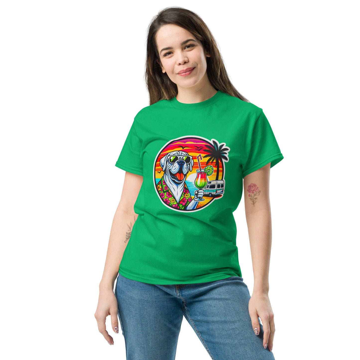 "Dogs On Vacation"-Kollektion - White Mastiff - Klassisches Unisex-T-Shirt - 13 verschiedene Farben
