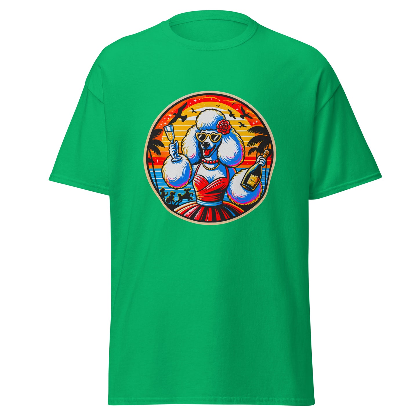 "Dogs On Vacation"-Kollektion - Weißer Großpudel (female) - Klassisches Unisex-T-Shirt - 13 verschiedene Farben