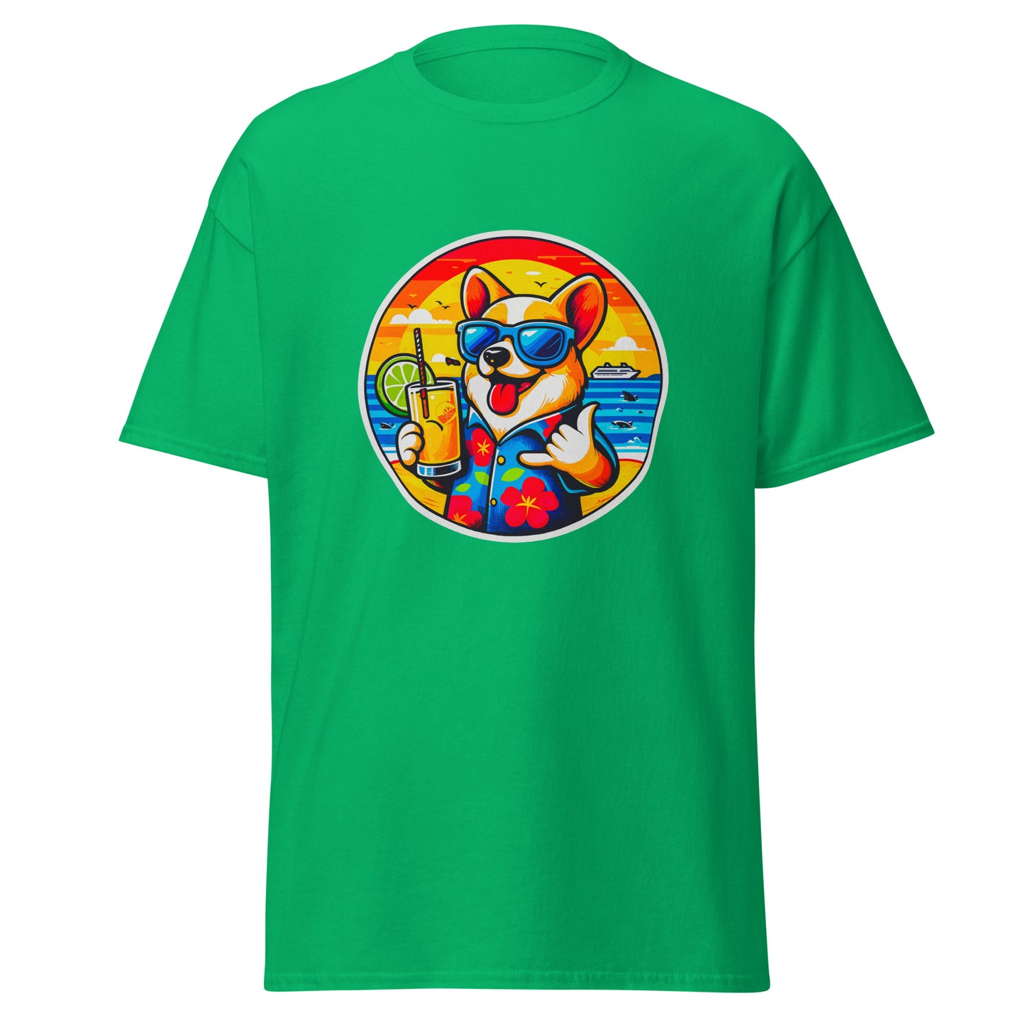 "Dogs On Vacation"-Kollektion - Corgi - Klassisches Unisex-T-Shirt - 13 verschiedene Farben