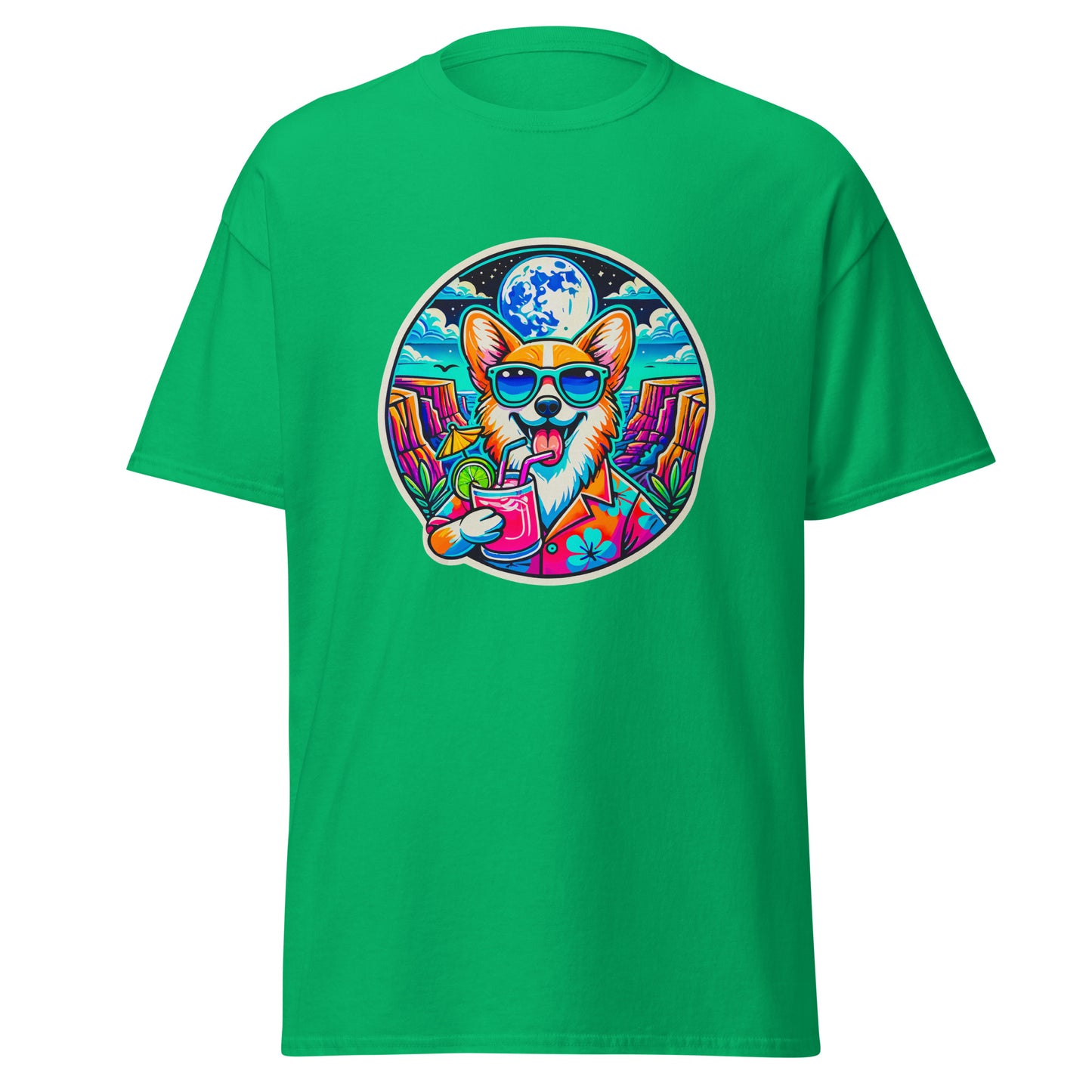 "Dogs On Vacation"-Kollektion - Corgi #2 - Klassisches Unisex-T-Shirt - 13 verschiedene Farben