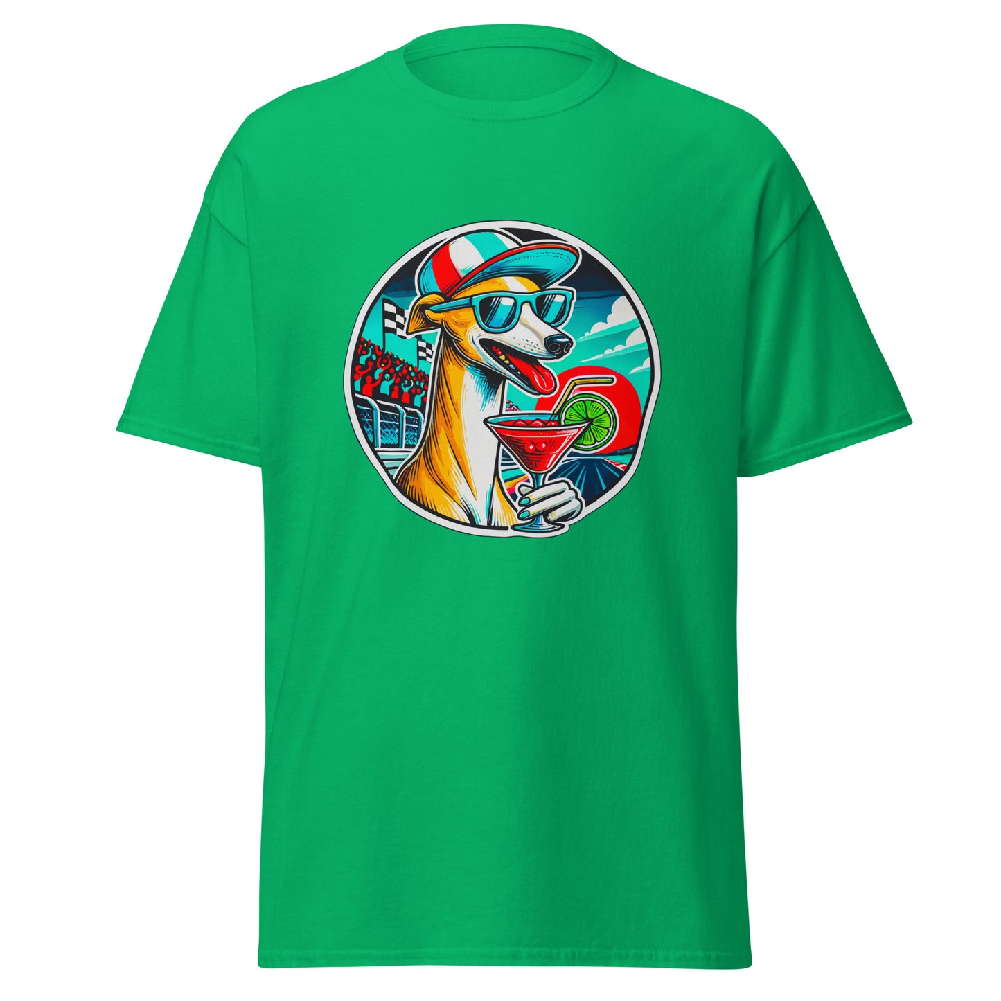 "Dogs On Vacation"-Kollektion - Whippet - Klassisches Unisex-T-Shirt - 13 verschiedene Farben