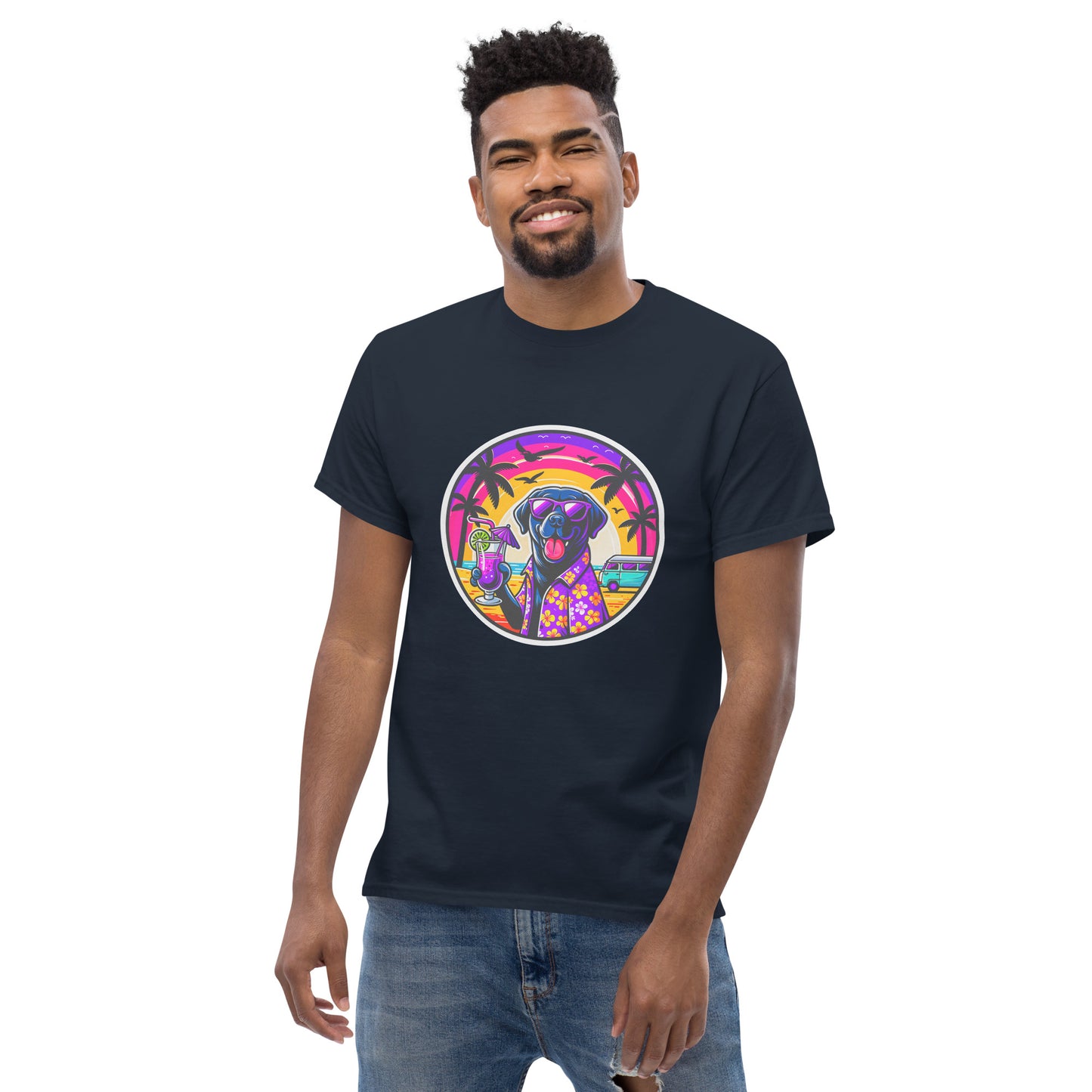 "Dogs On Vacation"-Kollektion - Black Labrador #1 - Klassisches Unisex-T-Shirt - 13 verschiedene Farben