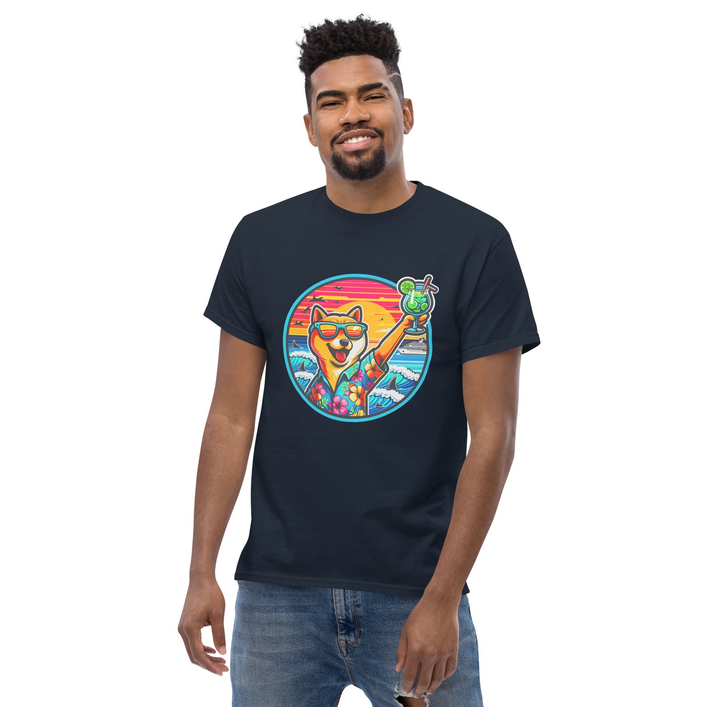 "Dogs On Vacation"-Kollektion - Shiba Inu - Klassisches Unisex-T-Shirt - 13 verschiedene Farben