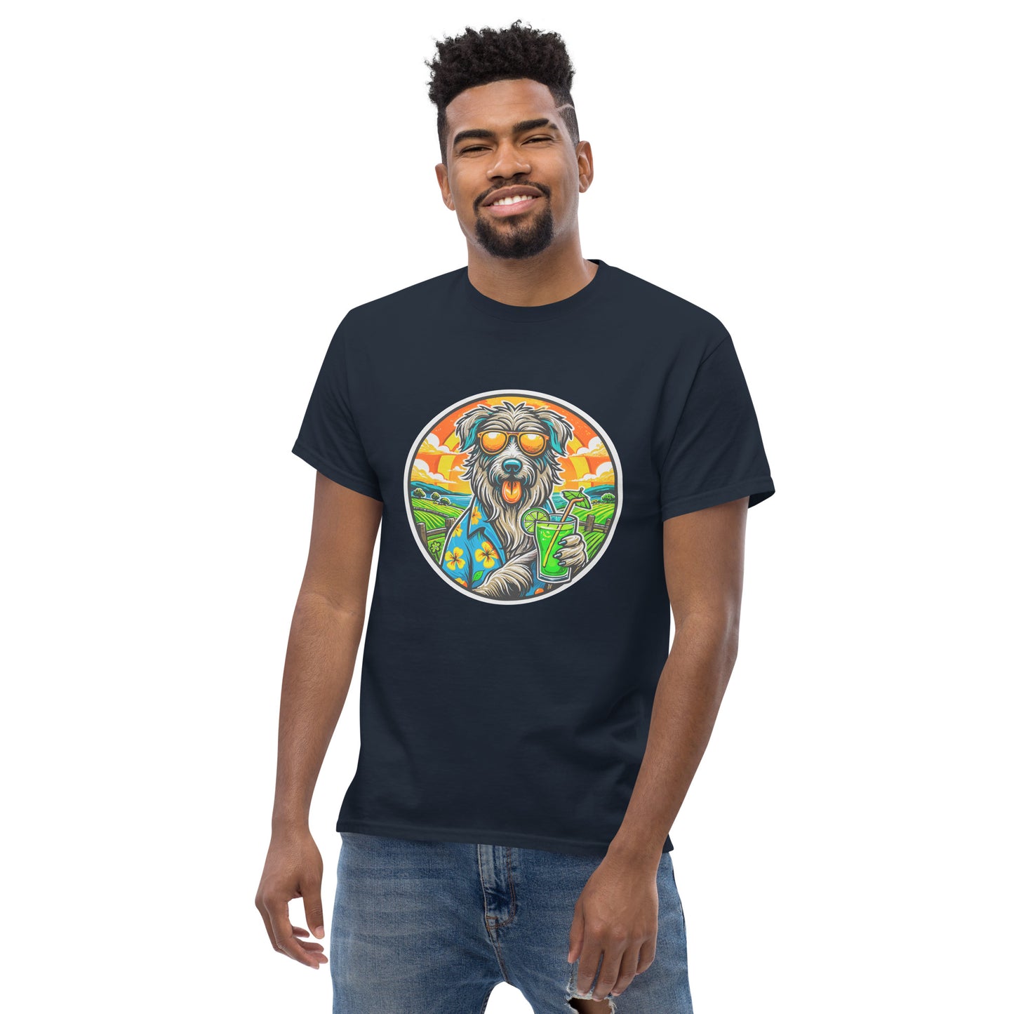 "Dogs On Vacation"-Kollektion - Irish Wolfhound - Klassisches Unisex-T-Shirt - 13 verschiedene Farben