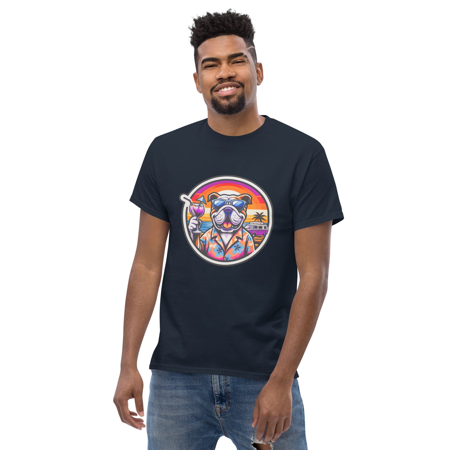 "Dogs On Vacation"-Kollektion - Lightbrown Bulldog - Klassisches Unisex-T-Shirt - 13 verschiedene Farben