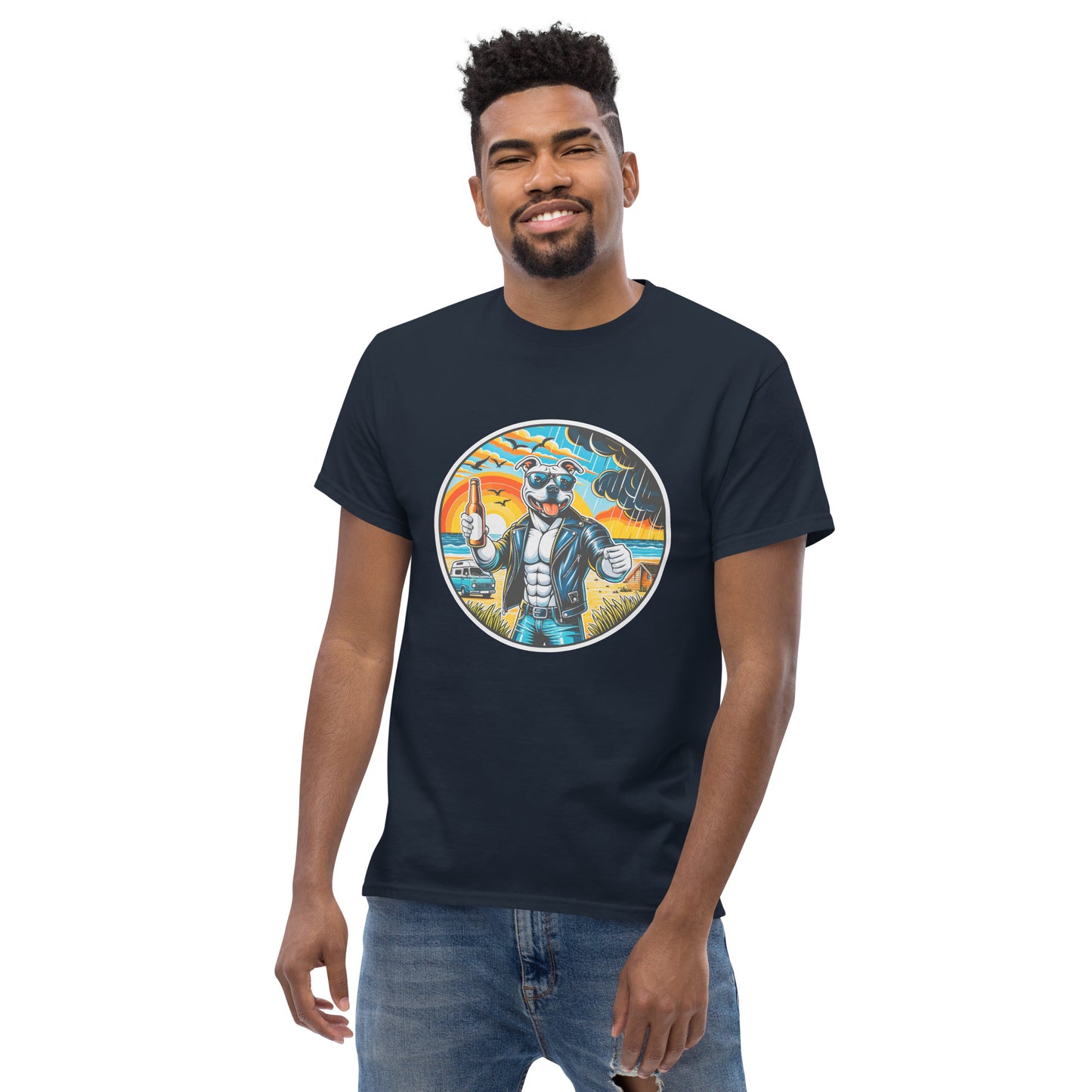"Dogs On Vacation"-Kollektion - Staffordshire-Terrier #3 - Klassisches Unisex-T-Shirt - 13 verschiedene Farben