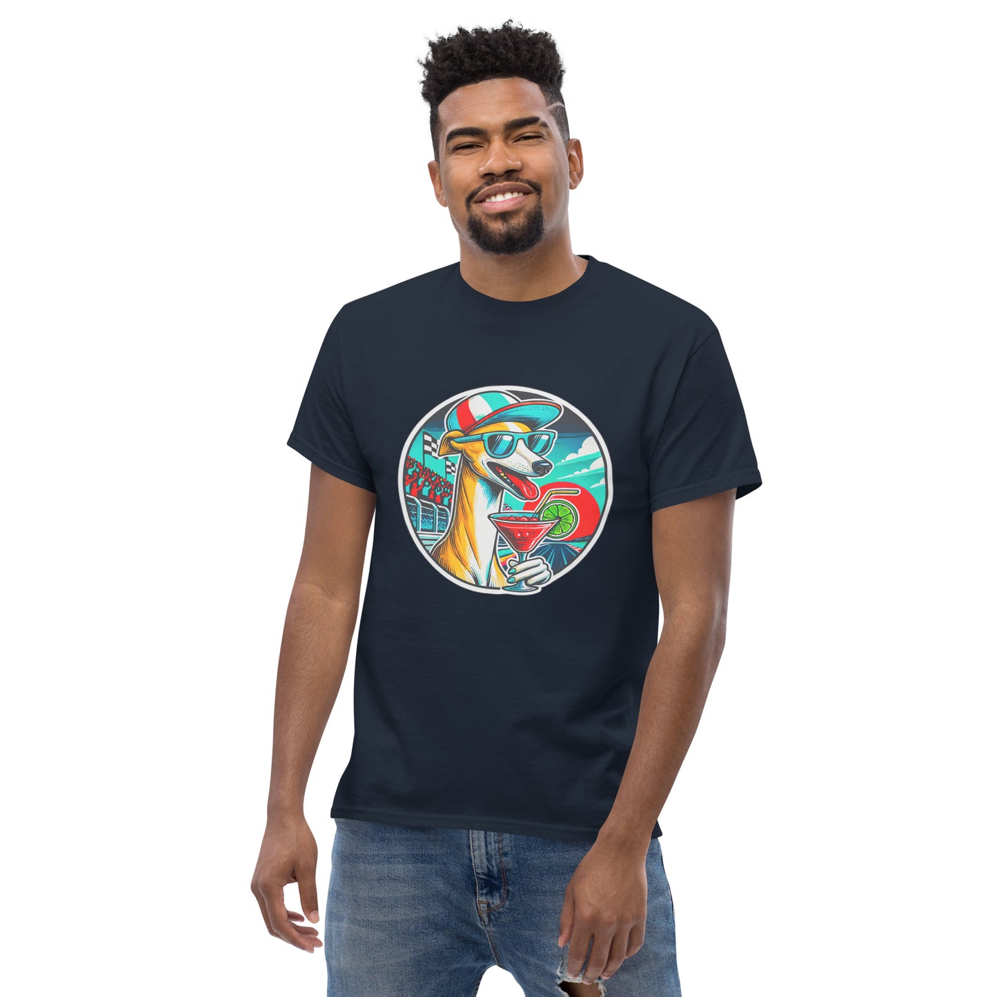 "Dogs On Vacation"-Kollektion - Whippet - Klassisches Unisex-T-Shirt - 13 verschiedene Farben