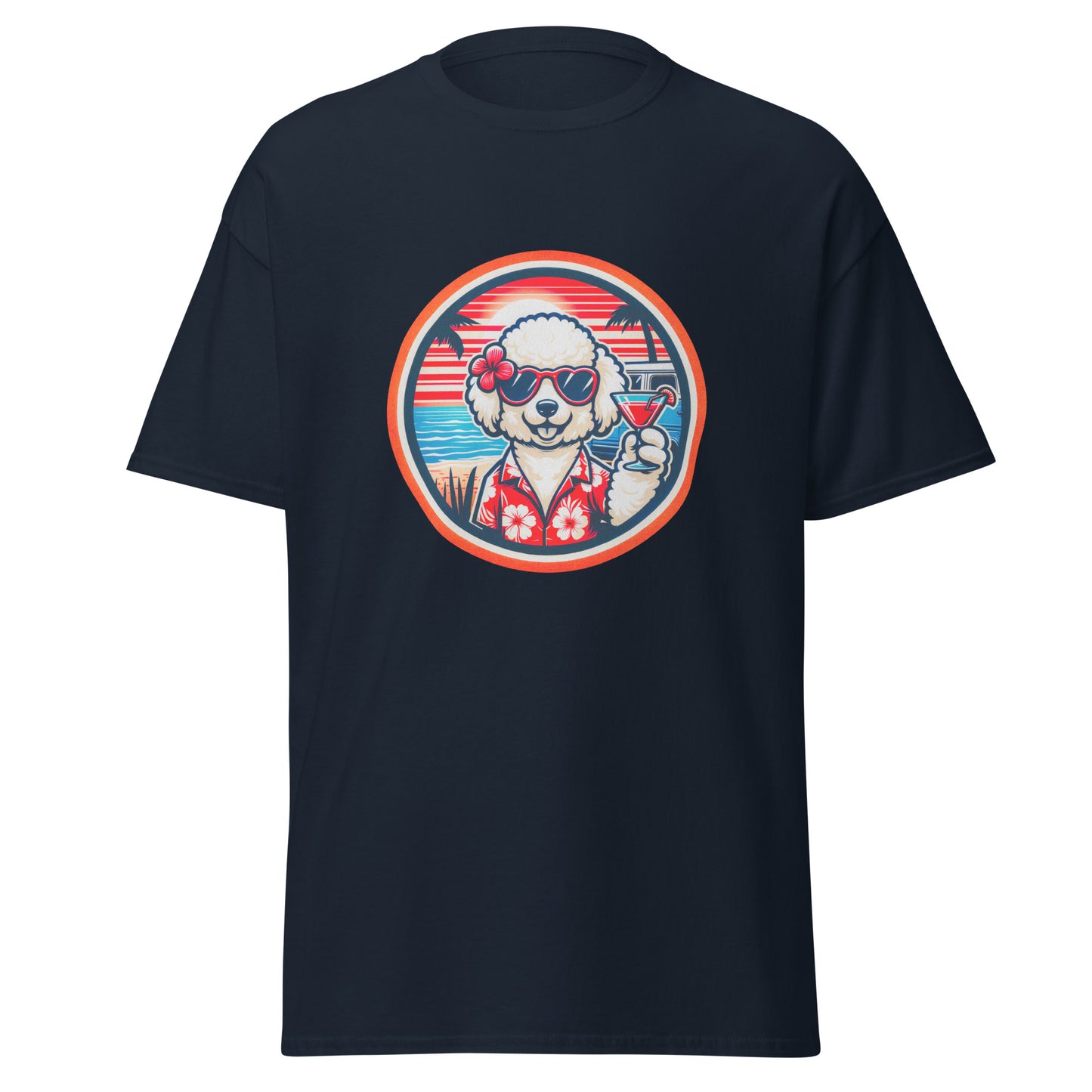 "Dogs On Vacation"-Kollektion - White Poodle - Klassisches Unisex-T-Shirt - 13 verschiedene Farben