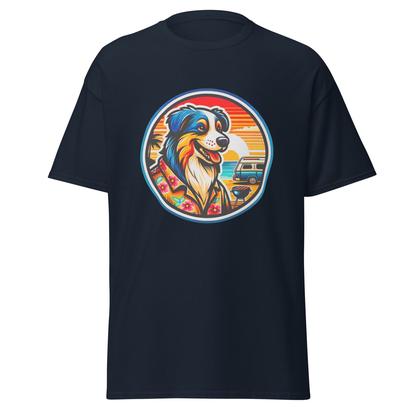 "Dogs On Vacation"-Kollektion - Australian Shepherd #5 (Tricolor) - Klassisches Unisex-T-Shirt - 13 verschiedene Farben