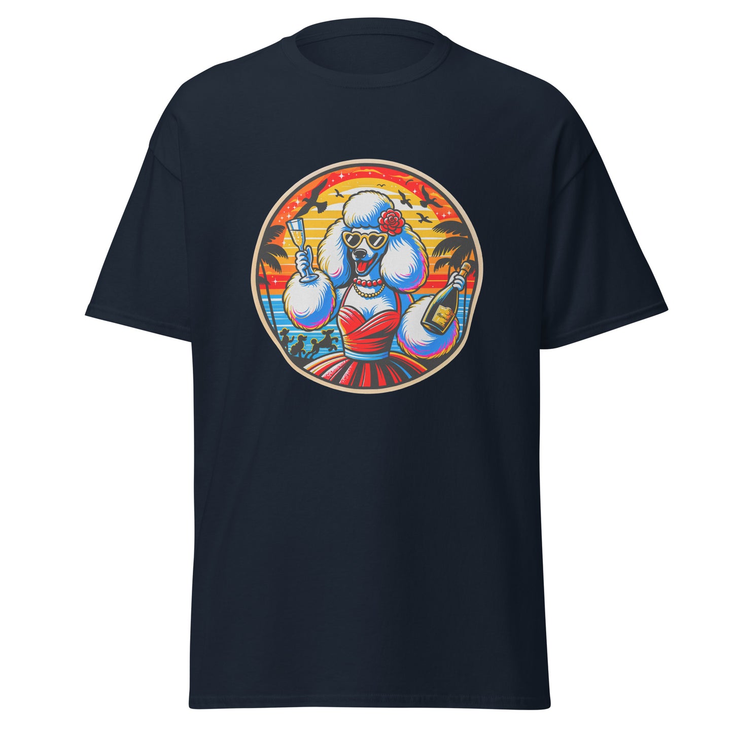 "Dogs On Vacation"-Kollektion - Weißer Großpudel (female) - Klassisches Unisex-T-Shirt - 13 verschiedene Farben
