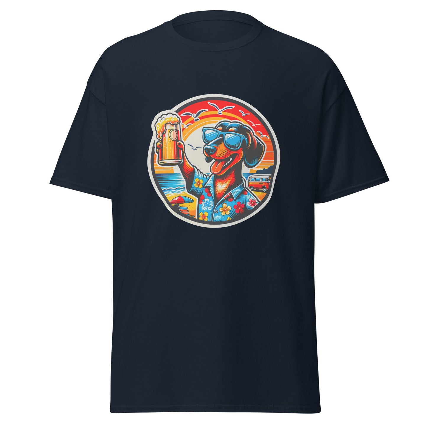 "Dogs On Vacation"-Kollektion - Shorthaired Dachshund - Klassisches Unisex-T-Shirt - 13 verschiedene Farben