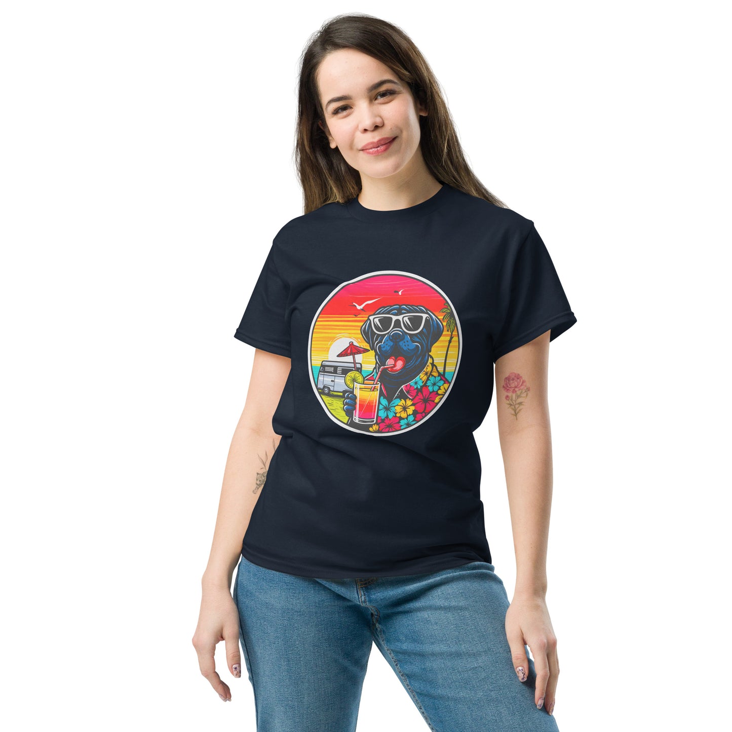 "Dogs On Vacation"-Kollektion - Black Mastiff - Klassisches Unisex-T-Shirt - 13 verschiedene Farben