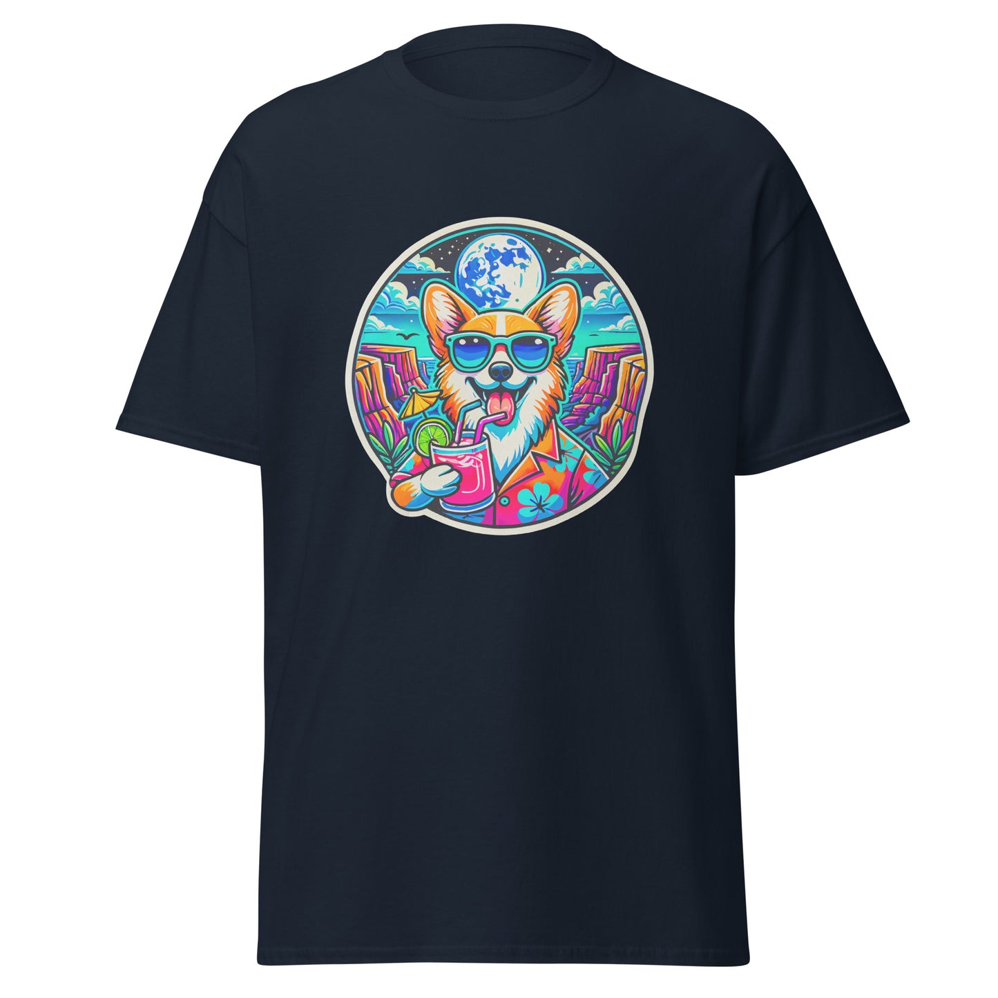 "Dogs On Vacation"-Kollektion - Corgi #2 - Klassisches Unisex-T-Shirt - 13 verschiedene Farben