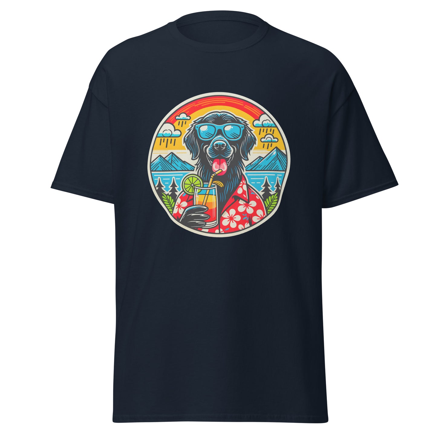 "Dogs On Vacation"-Kollektion - Flatcoat-Retriever - Klassisches Unisex-T-Shirt - 13 verschiedene Farben