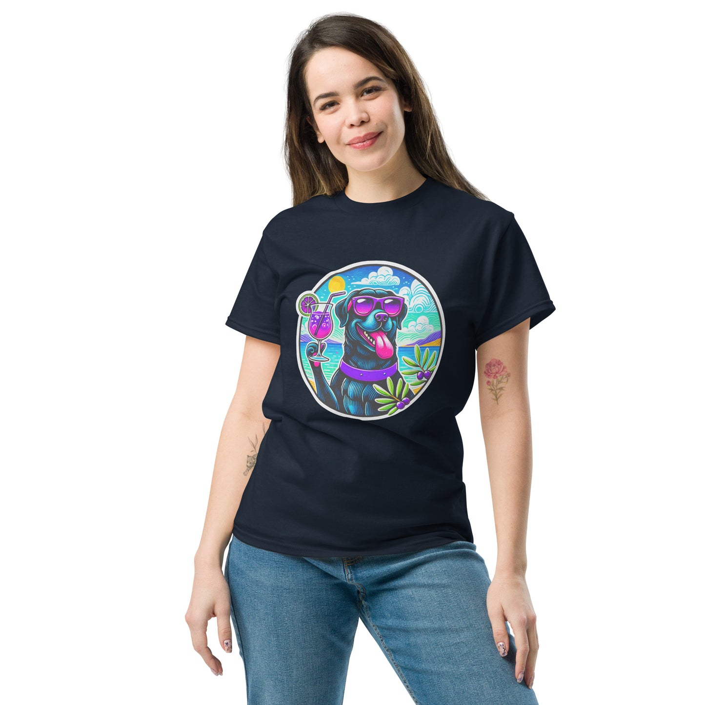 "Dogs On Vacation"-Kollektion - Black Labbi #3 - Klassisches Unisex-T-Shirt - 13 verschiedene Farben
