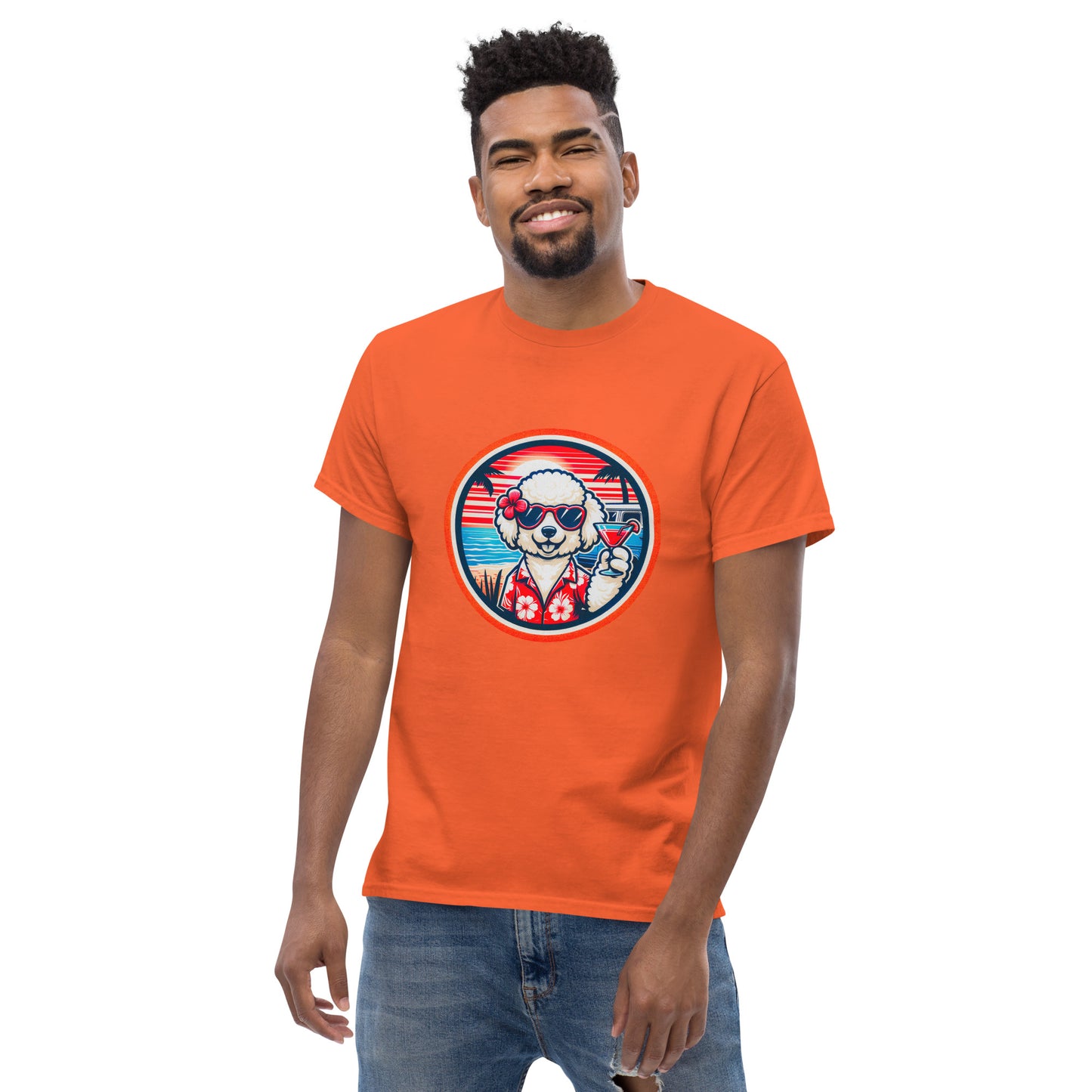 "Dogs On Vacation"-Kollektion - White Poodle - Klassisches Unisex-T-Shirt - 13 verschiedene Farben