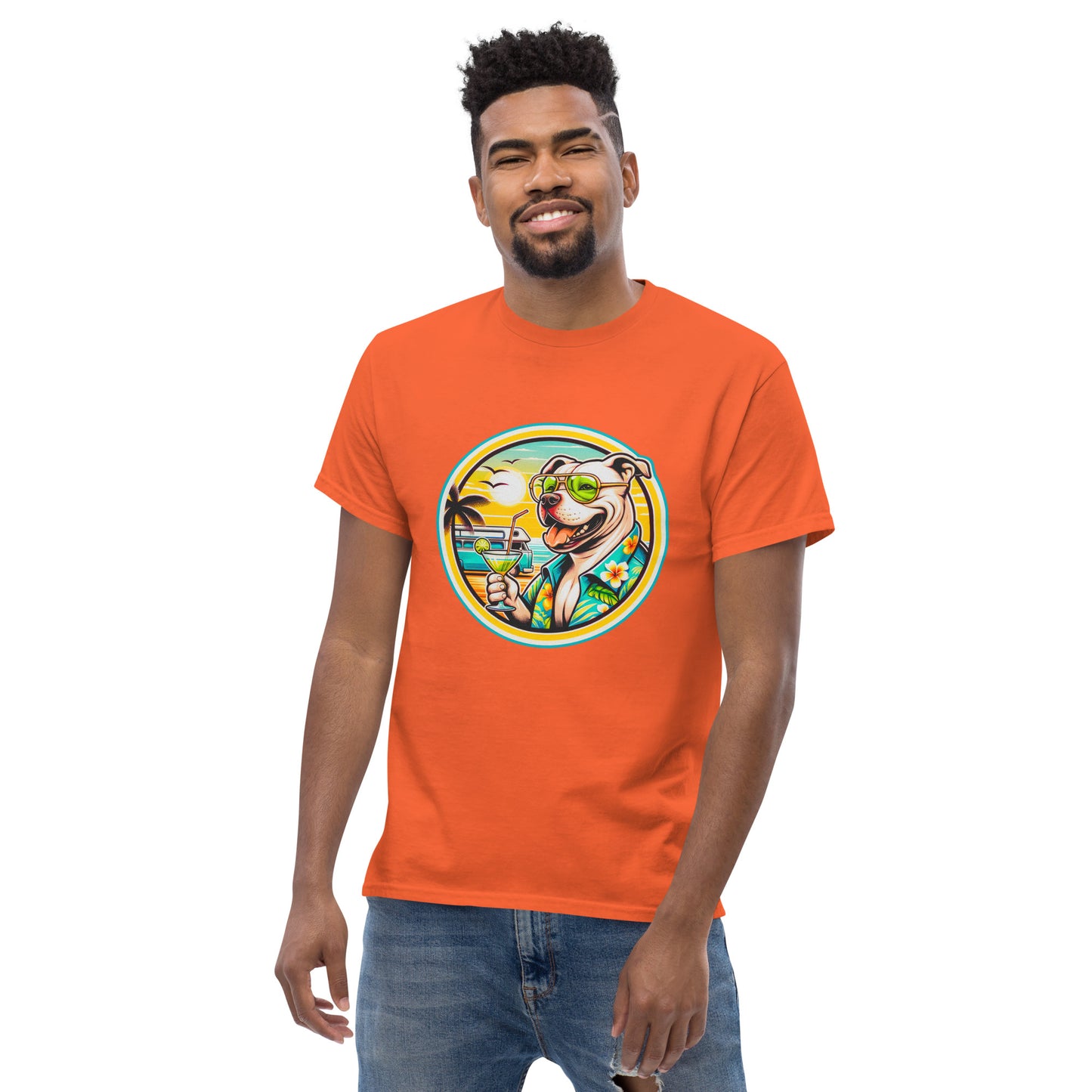 "Dogs On Vacation"-Kollektion - Staffordshire-Terrier #2 - Klassisches Unisex-T-Shirt - 13 verschiedene Farben