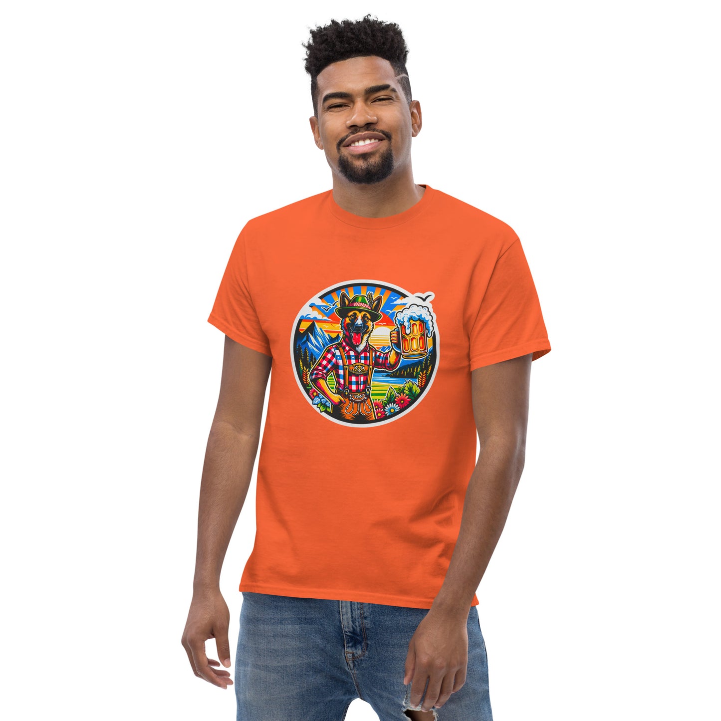 "Dogs On Vacation"-Kollektion - Schäferhund #1 (in Bavaria) - Klassisches Unisex-T-Shirt - 13 verschiedene Farben