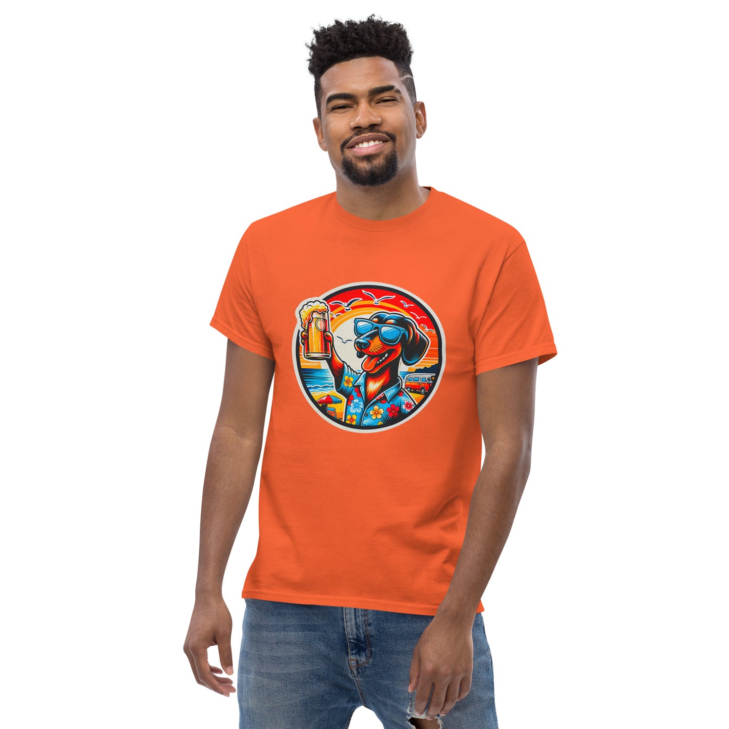 "Dogs On Vacation"-Kollektion - Shorthaired Dachshund - Klassisches Unisex-T-Shirt - 13 verschiedene Farben