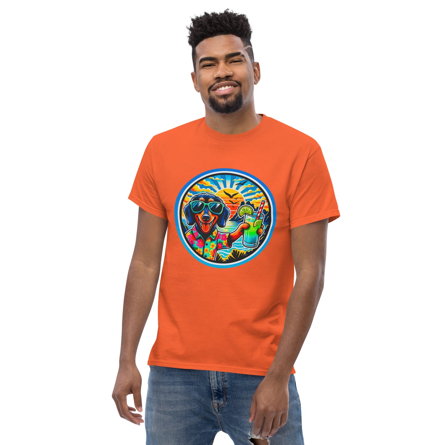 "Dogs On Vacation"-Kollektion - Wire-haired Dachshund - Klassisches Unisex-T-Shirt - 13 verschiedene Farben