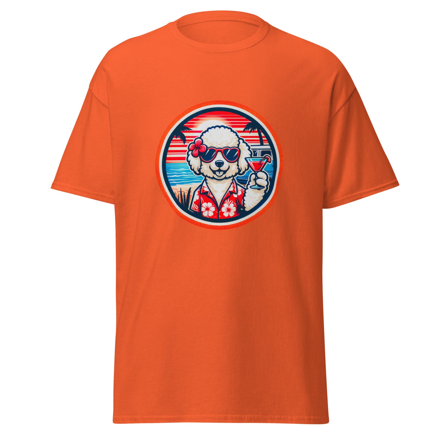 "Dogs On Vacation"-Kollektion - White Poodle - Klassisches Unisex-T-Shirt - 13 verschiedene Farben