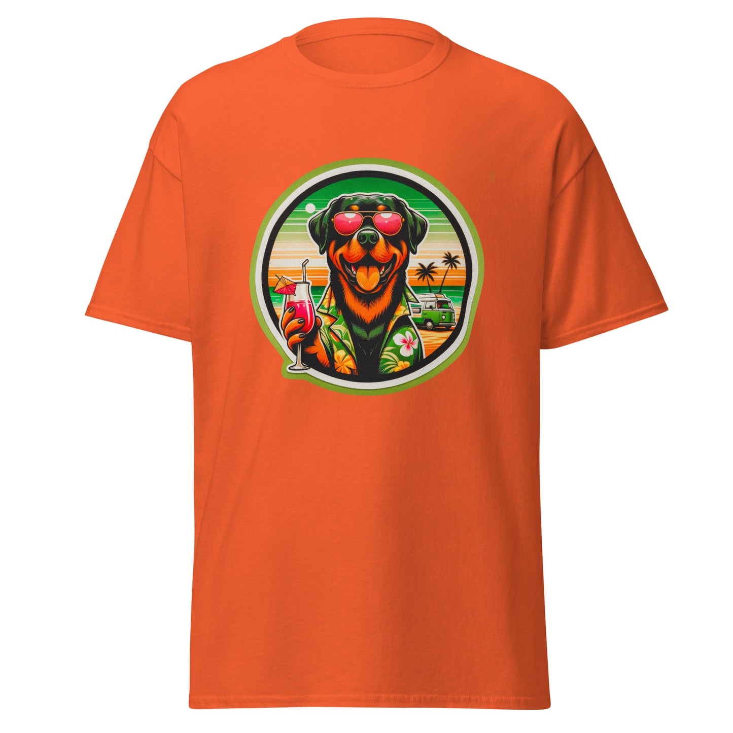 "Dogs On Vacation"-Kollektion - Rottweiler - Klassisches Unisex-T-Shirt - 13 verschiedene Farben