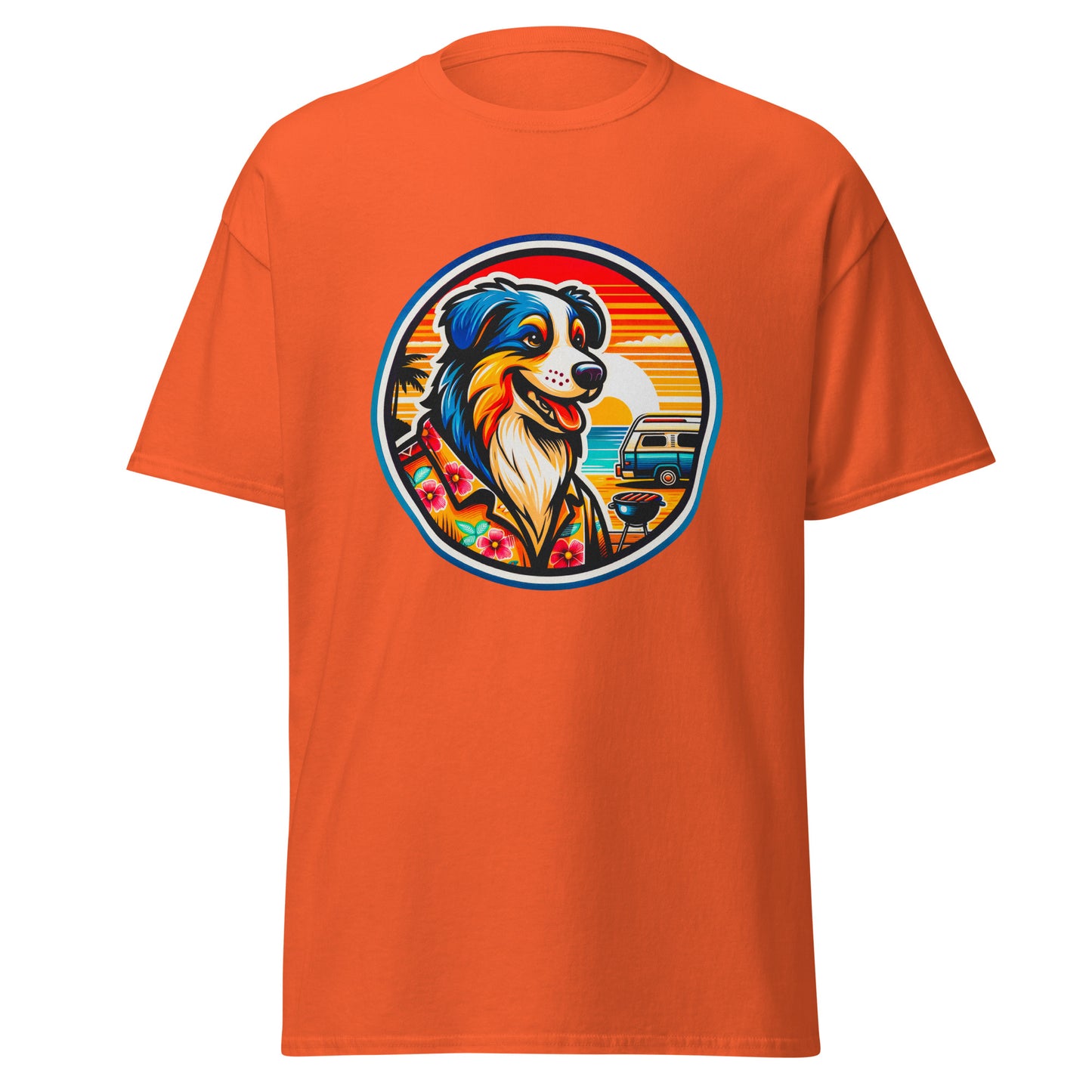 "Dogs On Vacation"-Kollektion - Australian Shepherd #5 (Tricolor) - Klassisches Unisex-T-Shirt - 13 verschiedene Farben