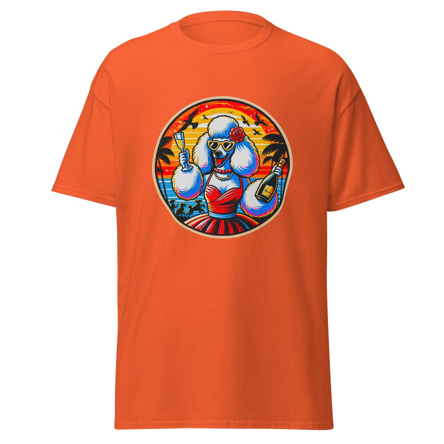 "Dogs On Vacation"-Kollektion - Weißer Großpudel (female) - Klassisches Unisex-T-Shirt - 13 verschiedene Farben