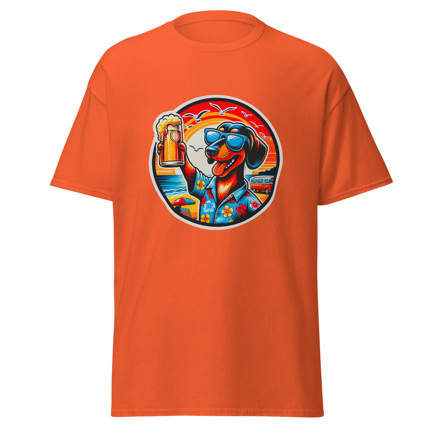 "Dogs On Vacation"-Kollektion - Shorthaired Dachshund - Klassisches Unisex-T-Shirt - 13 verschiedene Farben
