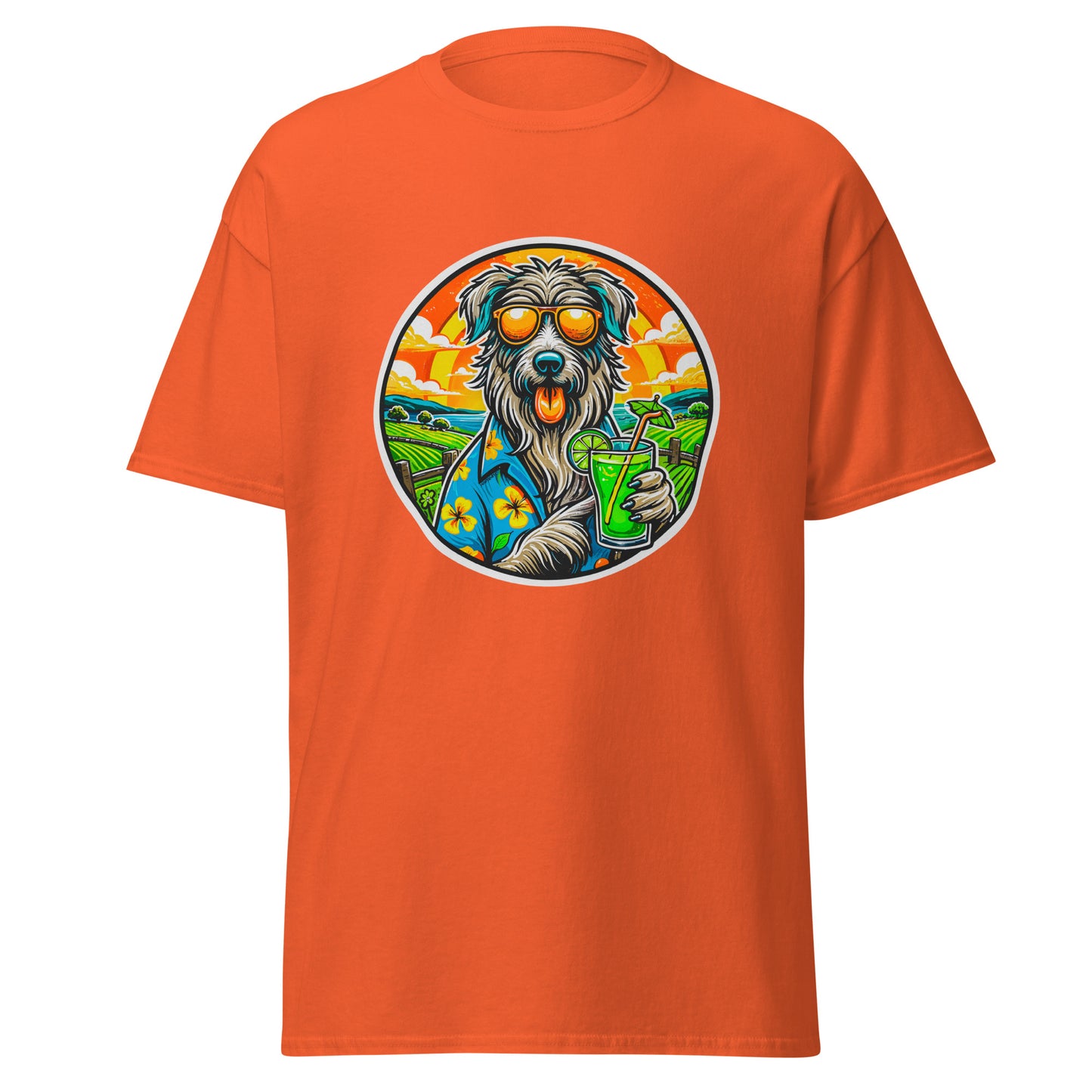 "Dogs On Vacation"-Kollektion - Irish Wolfhound - Klassisches Unisex-T-Shirt - 13 verschiedene Farben