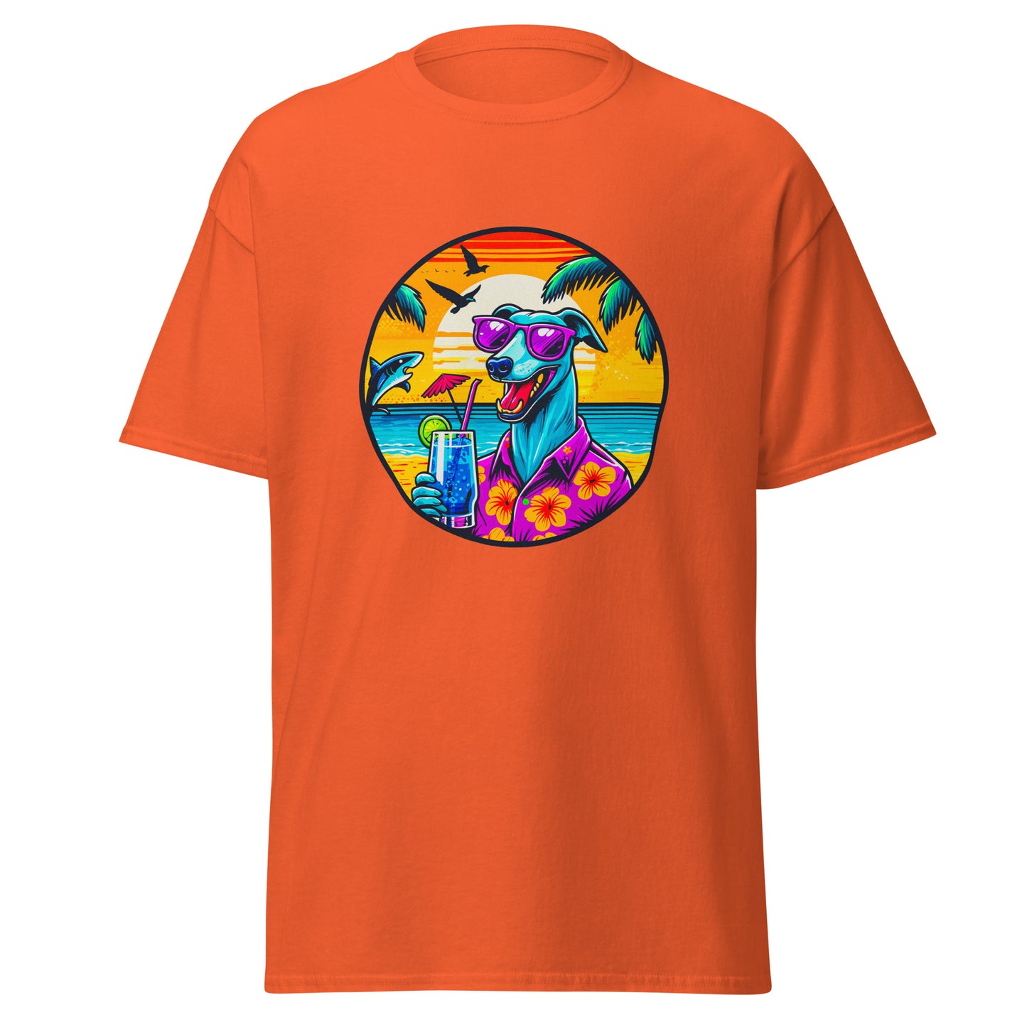 "Dogs On Vacation"-Kollektion - Greyhound - Klassisches Unisex-T-Shirt - 13 verschiedene Farben