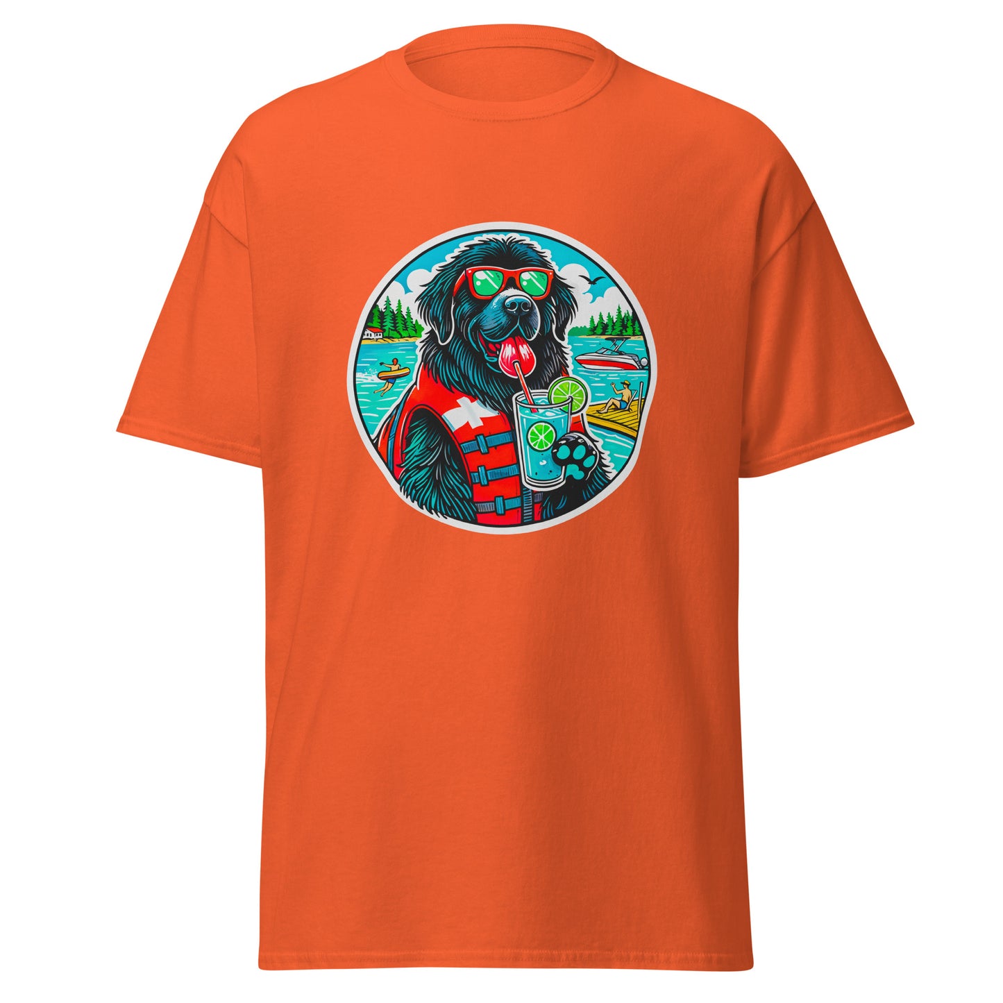 "Dogs On Vacation"-Kollektion - Neufundländer - Klassisches Unisex-T-Shirt - 13 verschiedene Farben